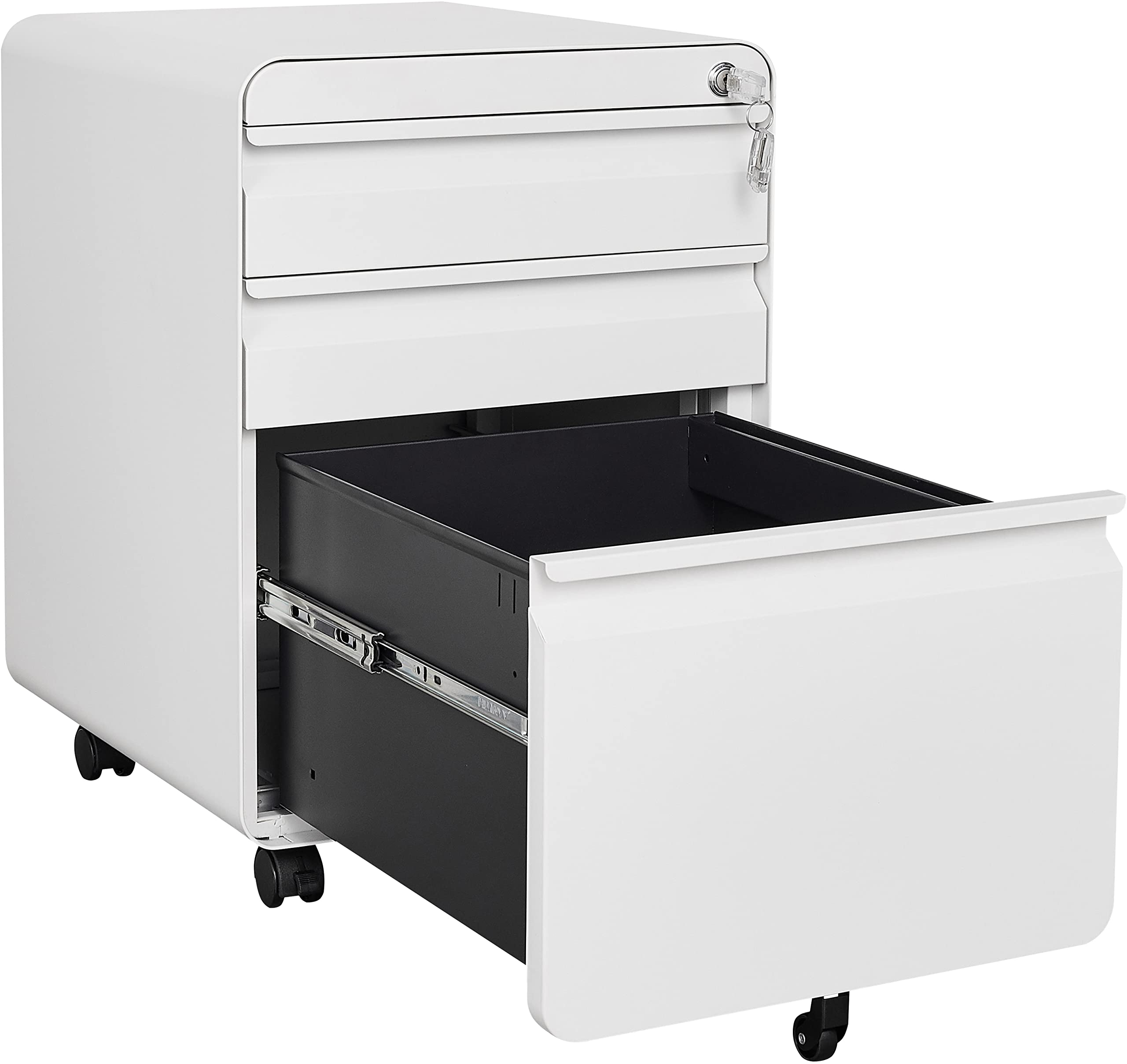 Fesbos 3-Drawer Vertical Locking File Cabinet - Mobile Metal Storage for Legal & Letter Size Documents - Pre-Assembled Office Filing Cabinet with Wheels - Perfect for Under Desk Organization & Home Office Storage