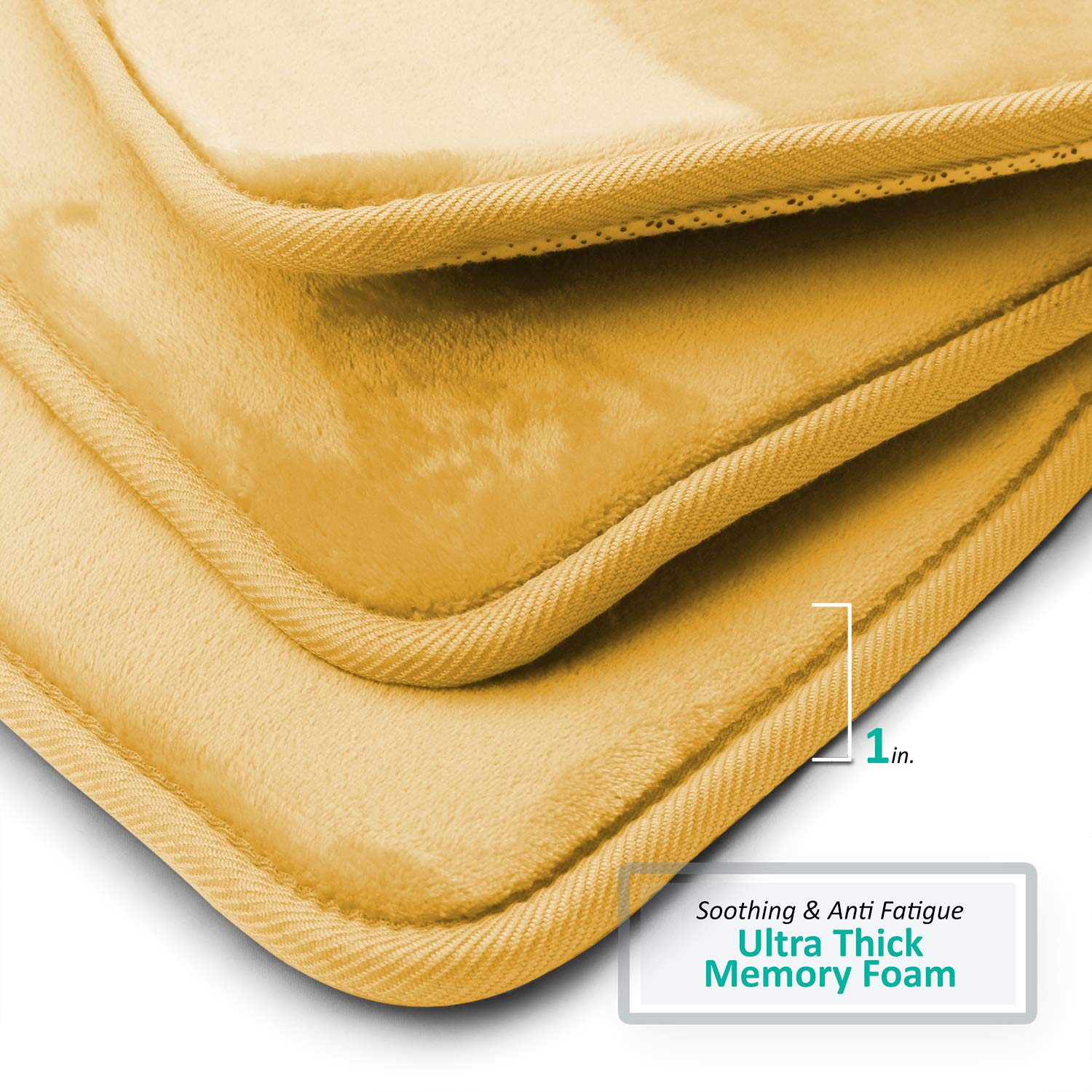 Clara Clark Memory Foam Bath Mat Set - 3 Piece Non-Slip Absorbent Velvet Bathroom Rugs (20