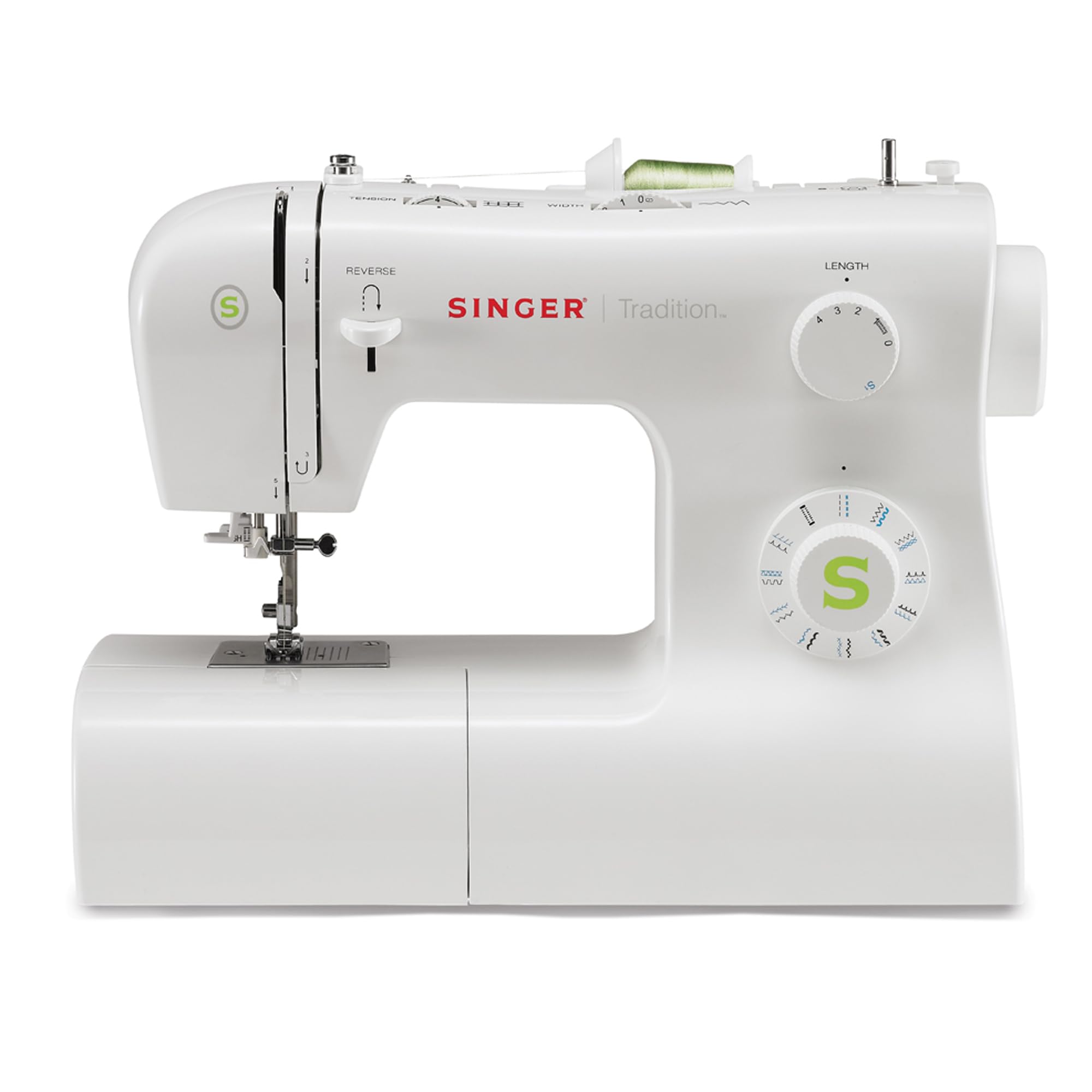 SINGER Tradition 2277 Sewing Machine with Automatic Needle Threader | 97 Built-in Stitches, 1-Step Buttonhole, Adjustable Stitch Length & Width | Heavy Duty Metal Frame for Quilting, Dressmaking & Home DIY Projects (White)