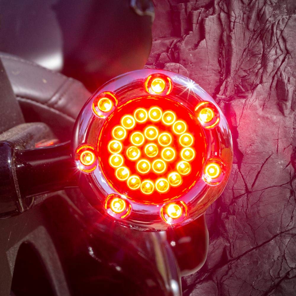 Eagle Lights 2 Inch Bullet Rear Infinity Beam LED Turn Signals with LED Ring Covers for Harley Davidson Motorcycles - Chrome Covers / 1156 Base - Perfect for Custom Bike Builds and Nighttime Visibility