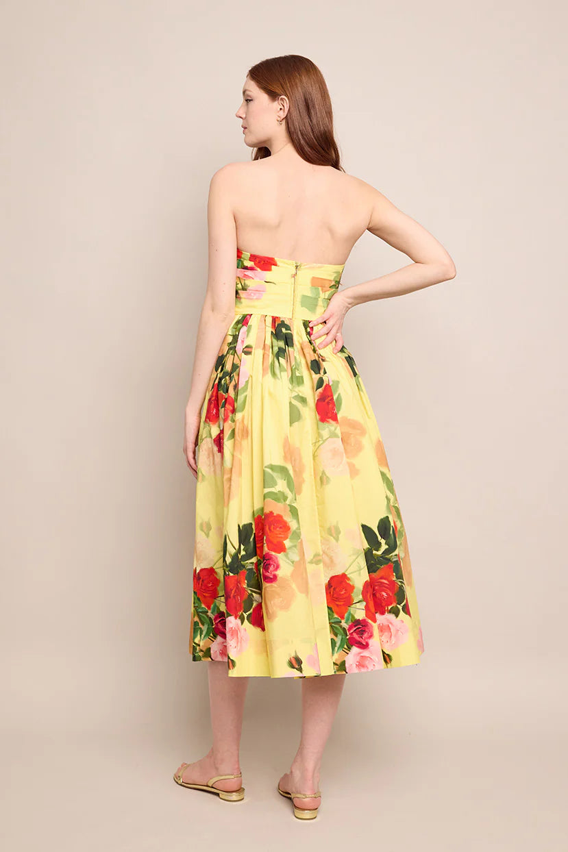 Daria Dress Le Rose Yellow - Elegant Floral Summer Dress for Women | Perfect for Weddings, Parties & Casual Outings