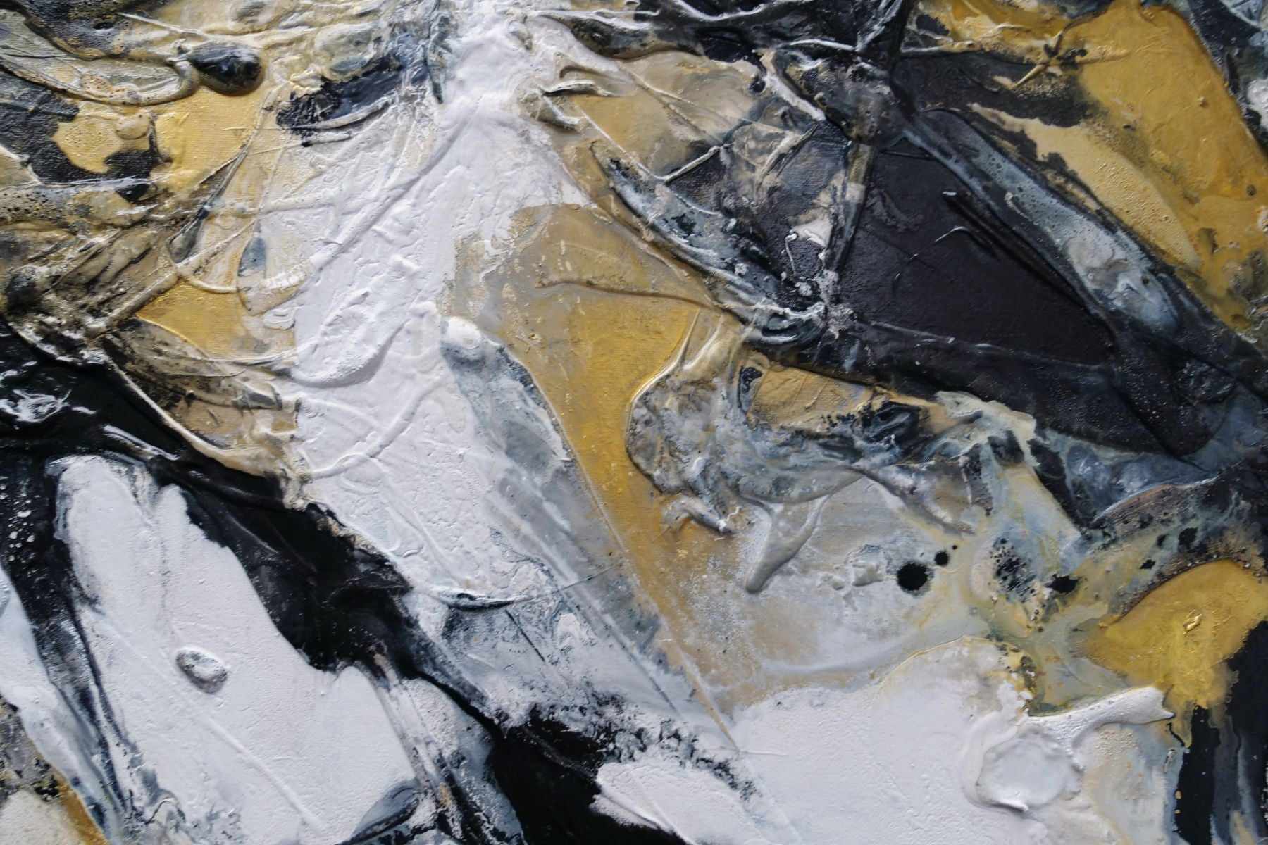 Golden Pearl 200cm x 120cm Black Gold White Textured Abstract Canvas Painting - Modern Wall Art for Living Room, Bedroom & Office Decor
