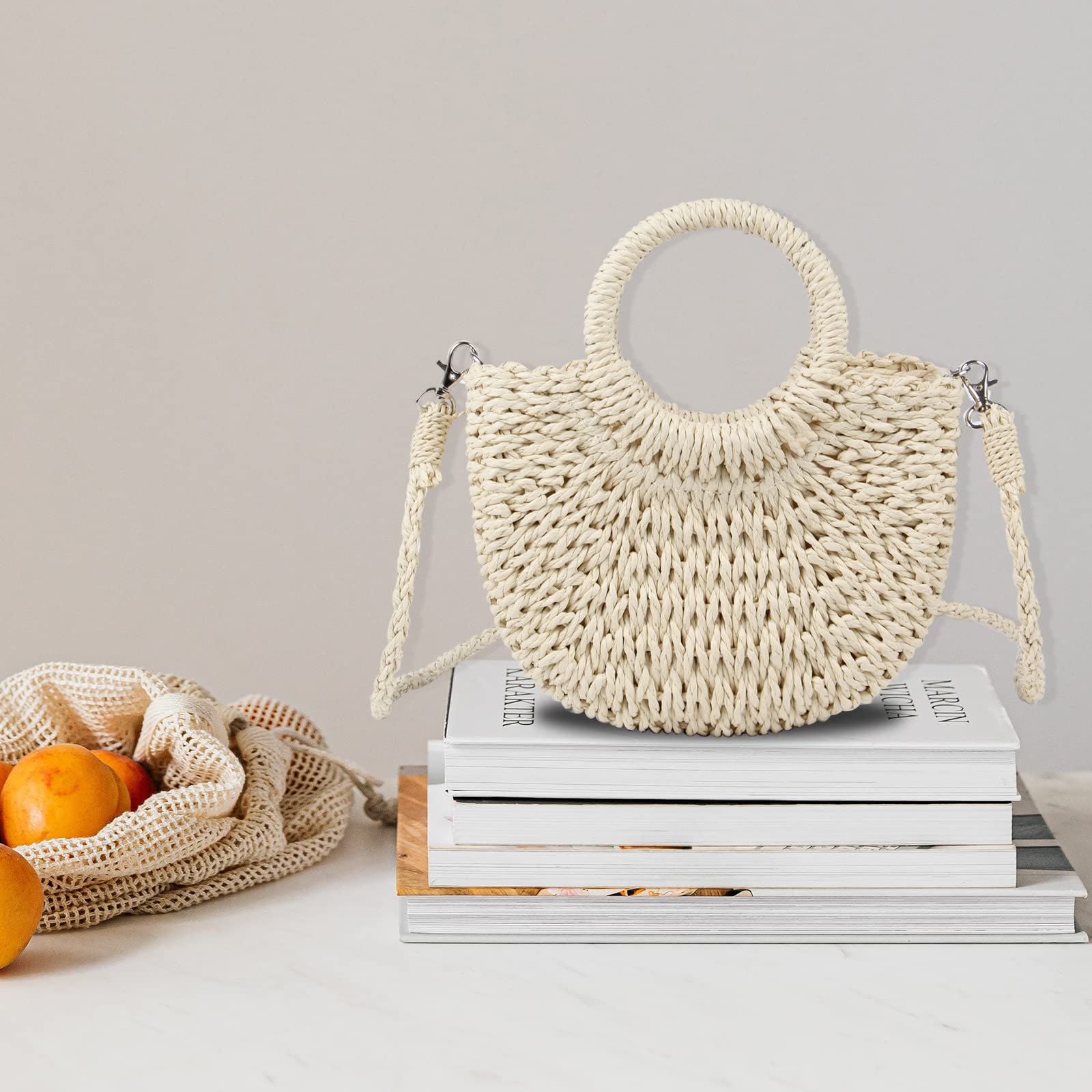Stylish Woven Straw Tote Bag for Women - Summer Beach Crossbody Purse with Top Handle - Perfect for Vacation, Picnic, and Outdoor Activities