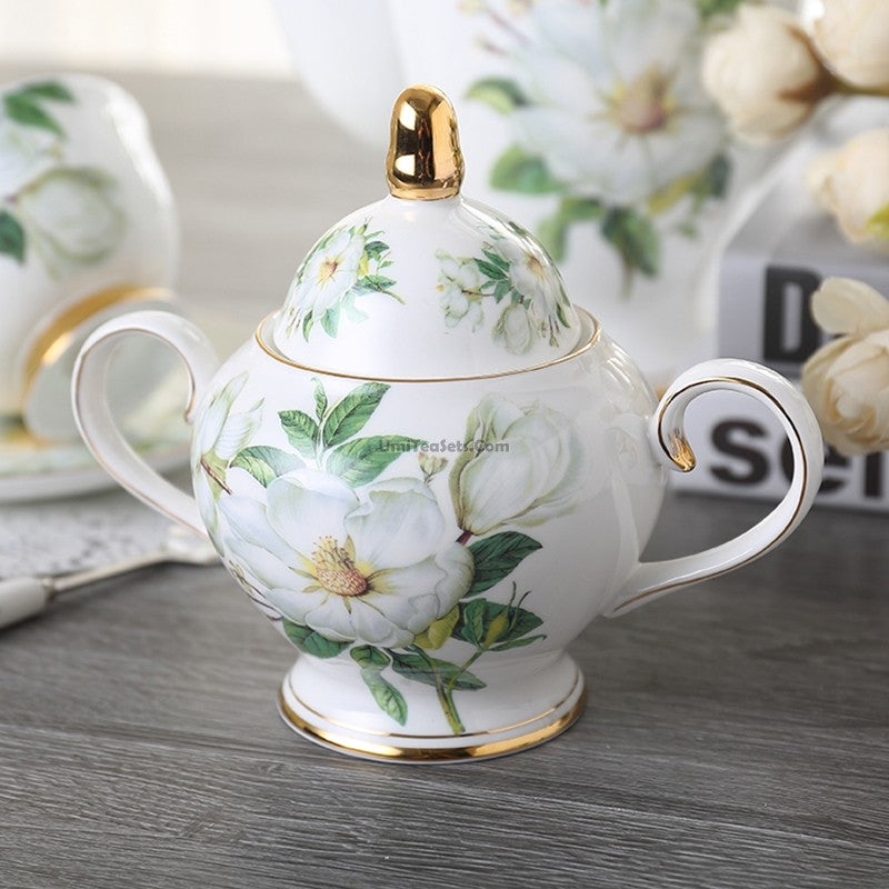 Elegant Bone China Tea Set with Camellia Flower Design - Perfect for Afternoon Tea, Gifts & Home Decor