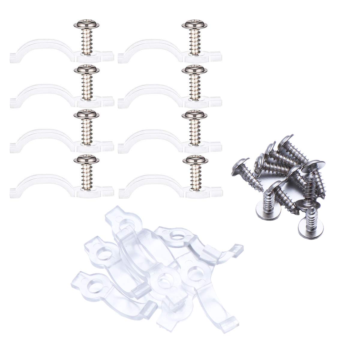 OSALADI 100-Pack LED Strip Light Mounting Clips - Bar Light Attachment Brackets for Outdoor/Indoor Rope Lights, Light Bars & LED Strips | Secure Fixing with Screws | Perfect for Home Decoration, Landscape Lighting & DIY Projects