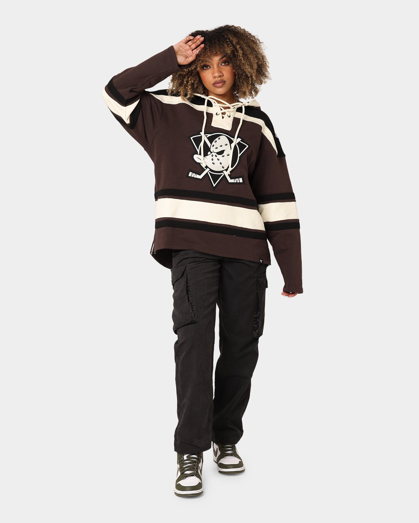 47 Brand Anaheim Ducks Superior Lacer Hoodie Brown - Men's Premium NHL Hockey Pullover Sweatshirt for Game Day & Casual Wear