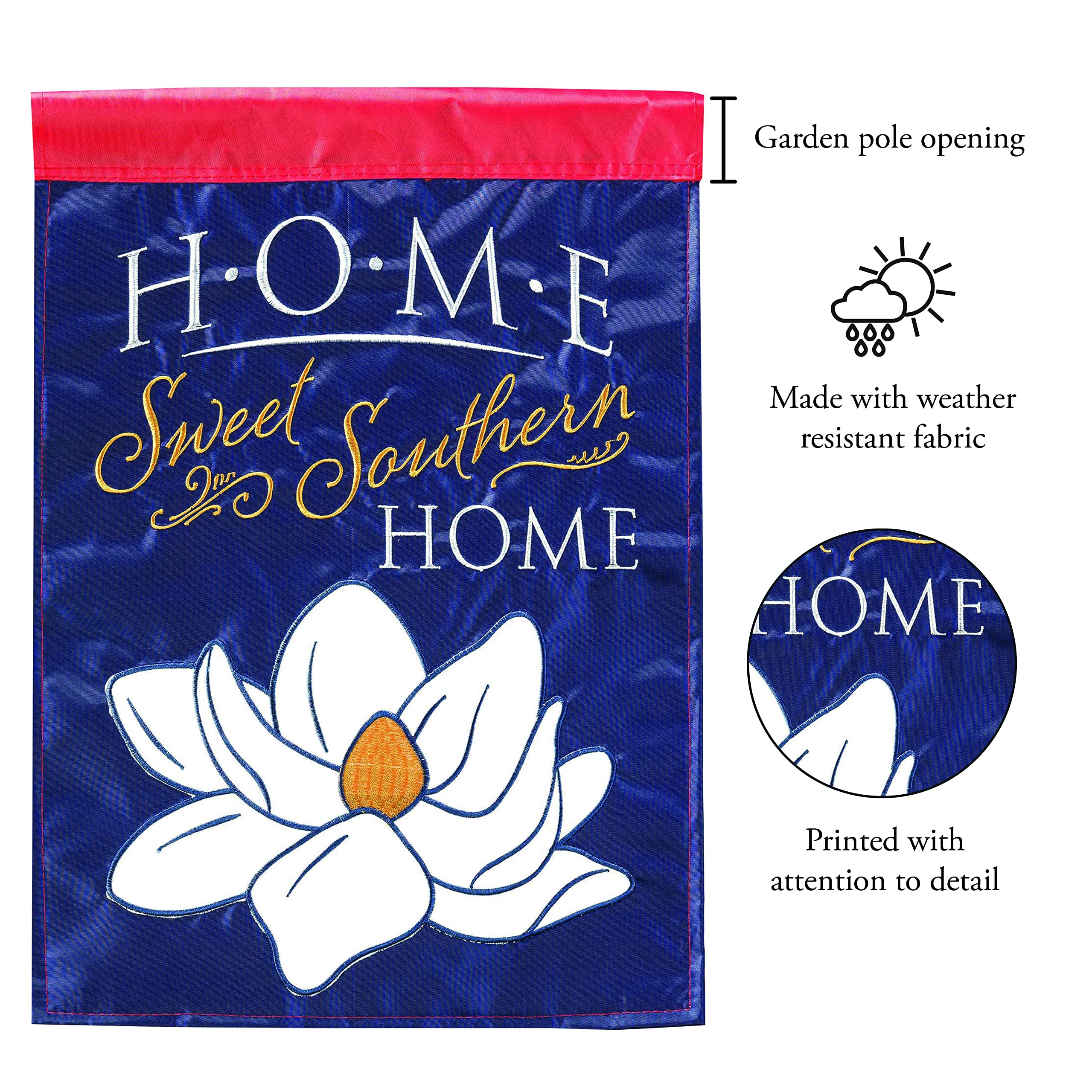 Magnolia Garden Outdoor Hanging Flag - 13 x 19 Inch Blue Polyester Decorative Banner for Porch, Patio & Yard Decor | Southern Home Sweet Home Theme