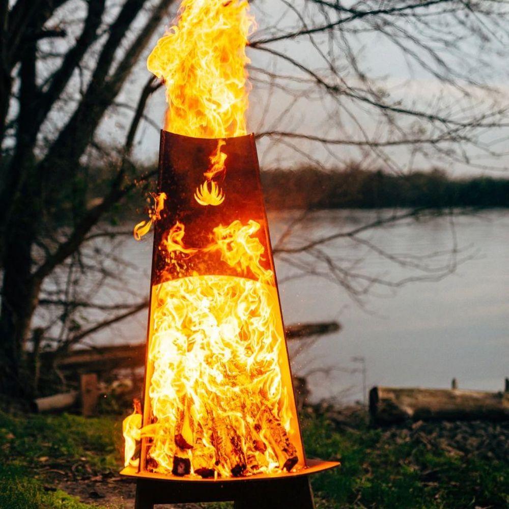Vesuvius 21 Inch Handcrafted Carbon Steel Fire Pit - Outdoor Patio & Backyard Fire Bowl for Camping, Garden & Deck Gatherings