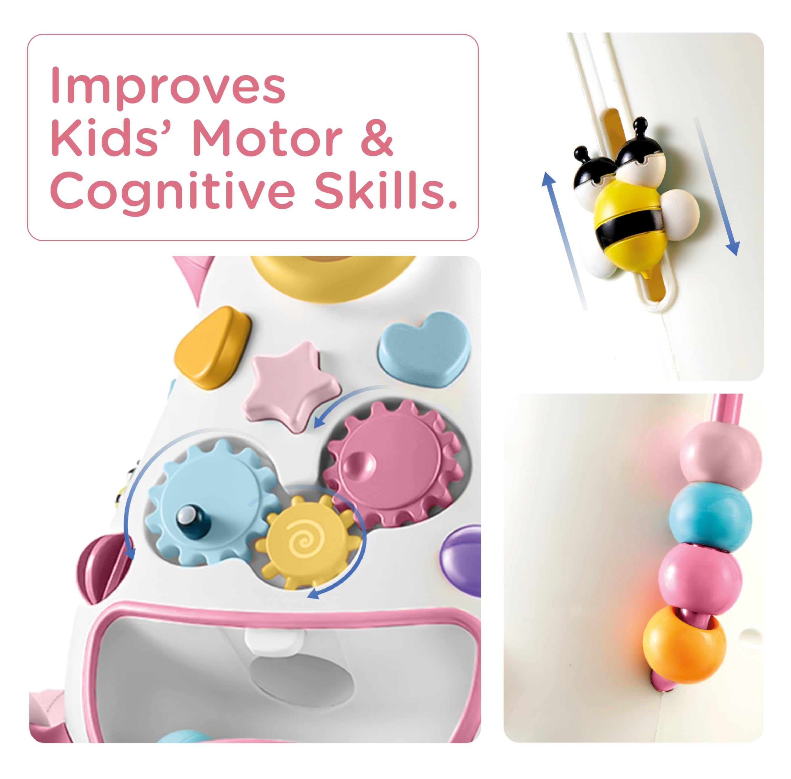 Montessori Baby Walker Toy for Toddlers - Interactive Push Toy with Soft Music & Lights, Adjustable Speed & Non-Slip Wheels | Educational Learning Activity Center for Early Childhood Development | Perfect for Home, Daycare & Preschool Playtime