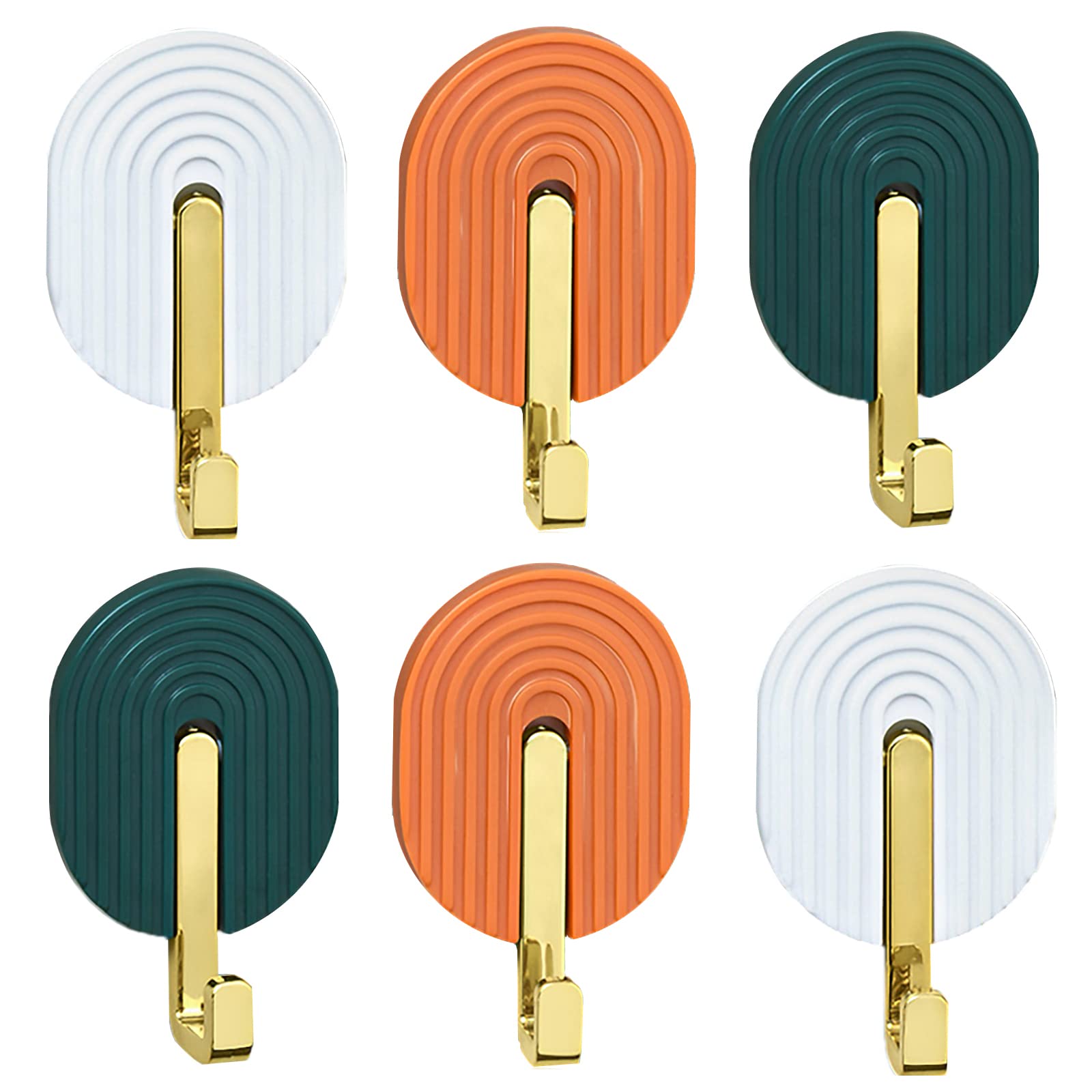 NEUSID 6-Pack Self Adhesive Hooks - Colorful Plastic Wall Hooks for Hanging Towels, Coats, Robes & Keys - Waterproof Sticky Hooks for Kitchen, Bathroom, Office, Closet & Lavatory - Perfect for Home Organization & Space Saving