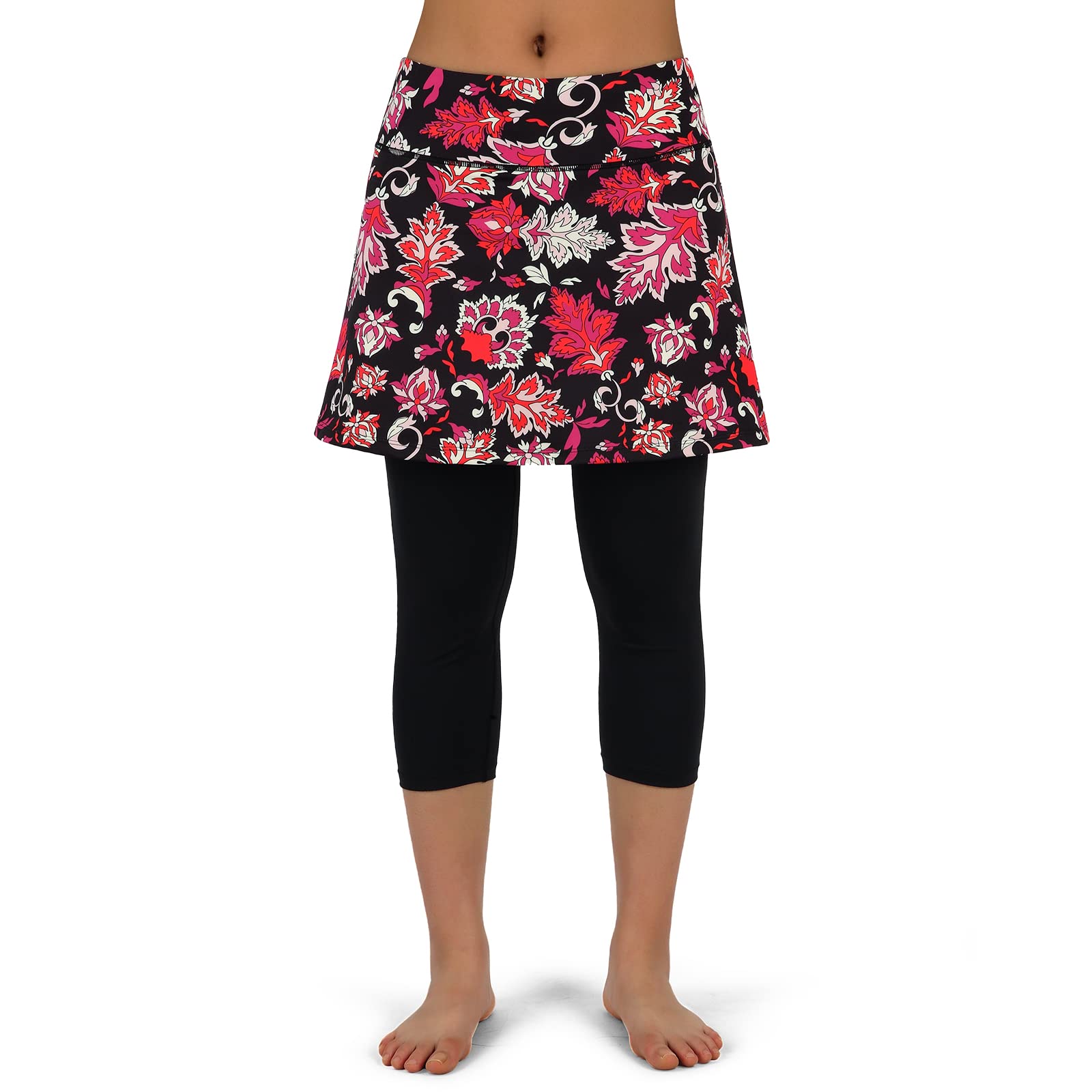 ANIVIVO Women's Tennis Skirted Leggings with Pockets - High Waist Yoga Capri Pants with Built-in Skirt for Pickleball, Running & Workout - Breathable Athletic Wear for Women