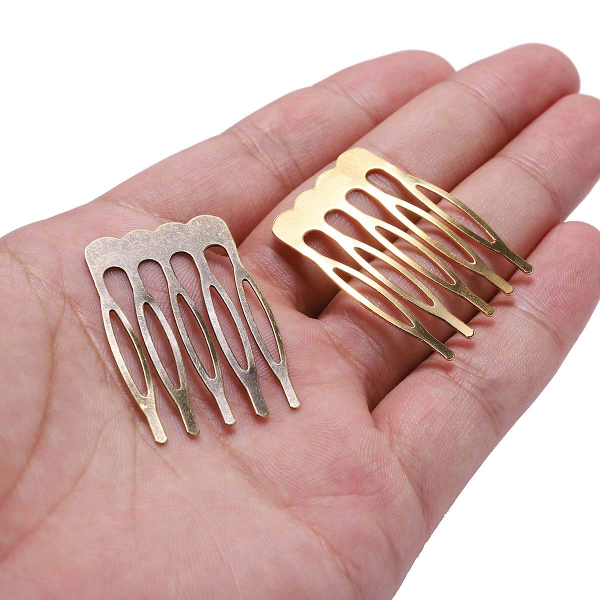 10-Piece Set 12-Tooth Metal Hair Side Combs for DIY Jewelry Making, Hair Accessories for Women & Girls - Gold Hair Clips (65mm/2.56