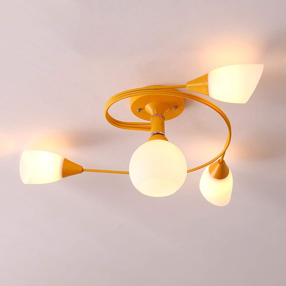 Stylish LED Multi-Head Ceiling Pendant Light - Modern Wrought Iron & Glass Chandelier for Living Room, Bedroom, Kids Room - Perfect for Home Decor, Nursery Lighting & Dining Room Ambience