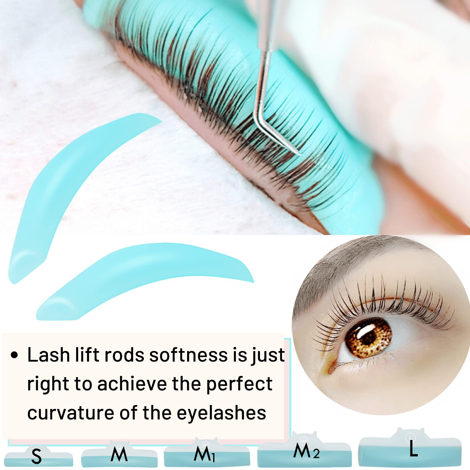 Professional Lash Lift Pads & Eyelash Perming Rods - 5 Sizes Soft Lash Lamination Curler Shields (Mega L Curl) for All Eye Shapes | Long-Lasting Super Curl Eyelash Enhancement | Salon & Home Use - 100 Applications | Perfect for Lash Extensions & Natural Lashes