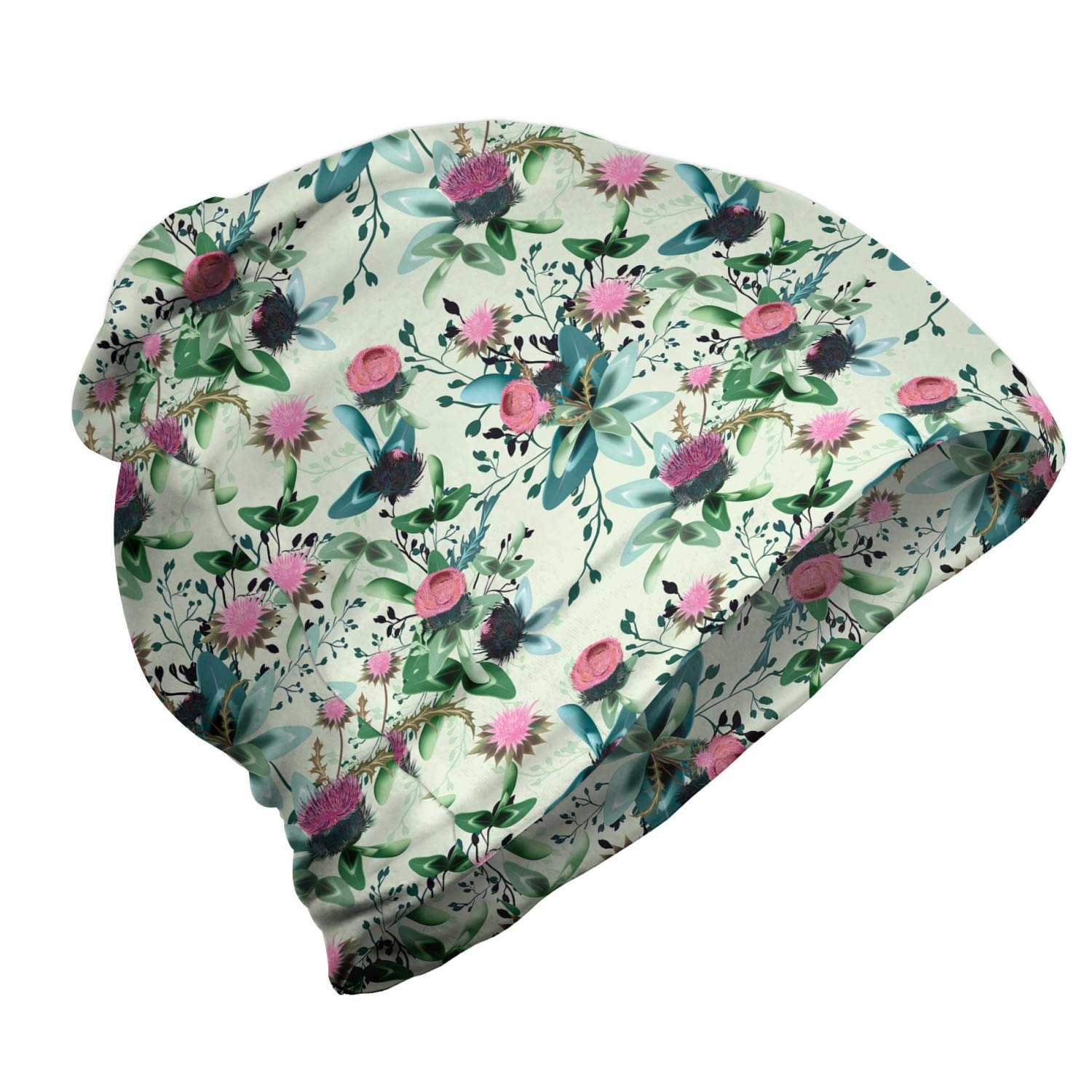Ambesonne Unisex Beanie - Watercolor Clover Design for Men & Women - Warm Winter Hat for Hiking, Outdoor Activities & Casual Wear