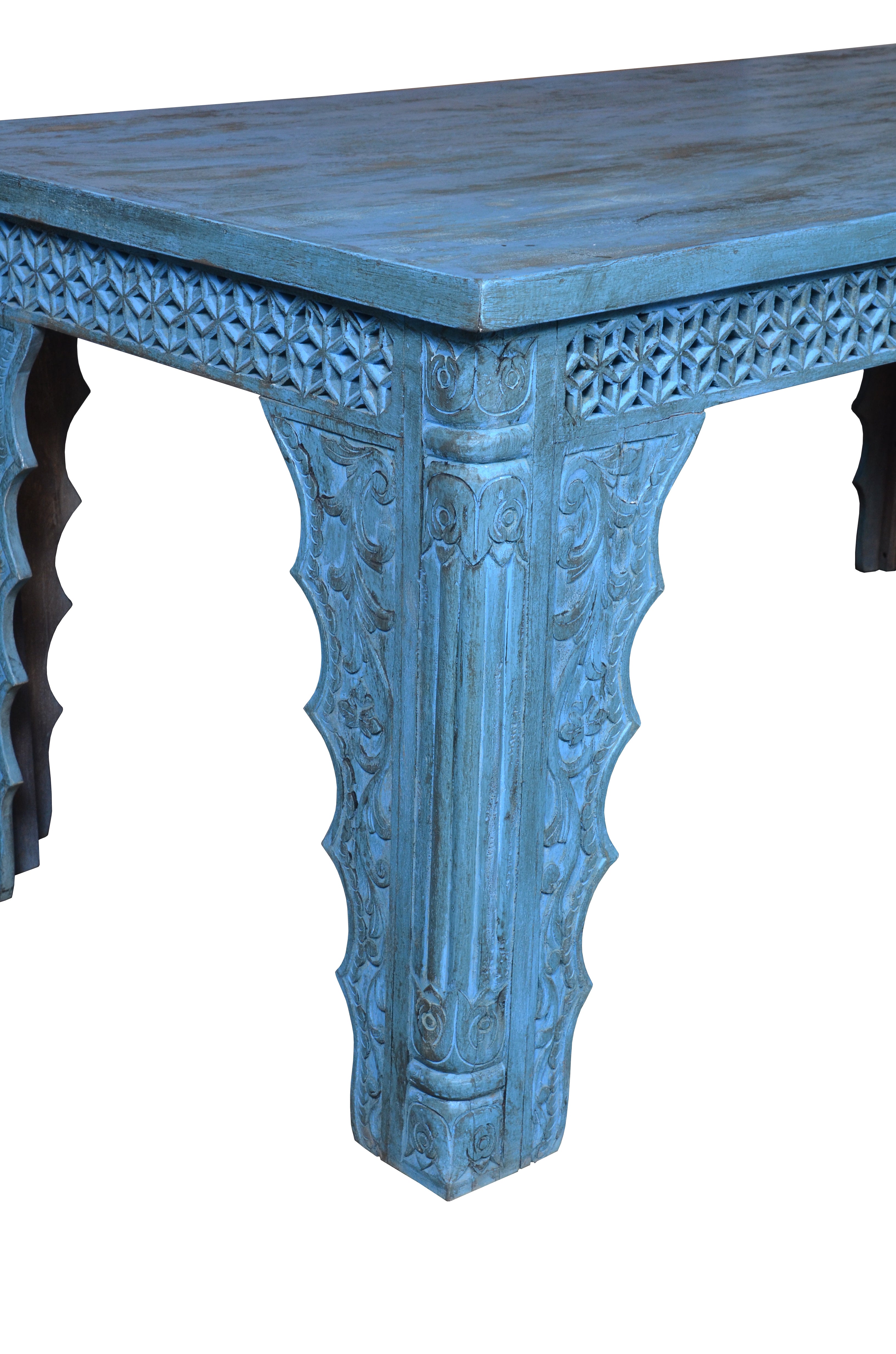 Hand Carved Solid Wood Dining Table - Harper Rustic Farmhouse Style for Kitchen & Dining Room - Perfect for Family Gatherings & Dinner Parties