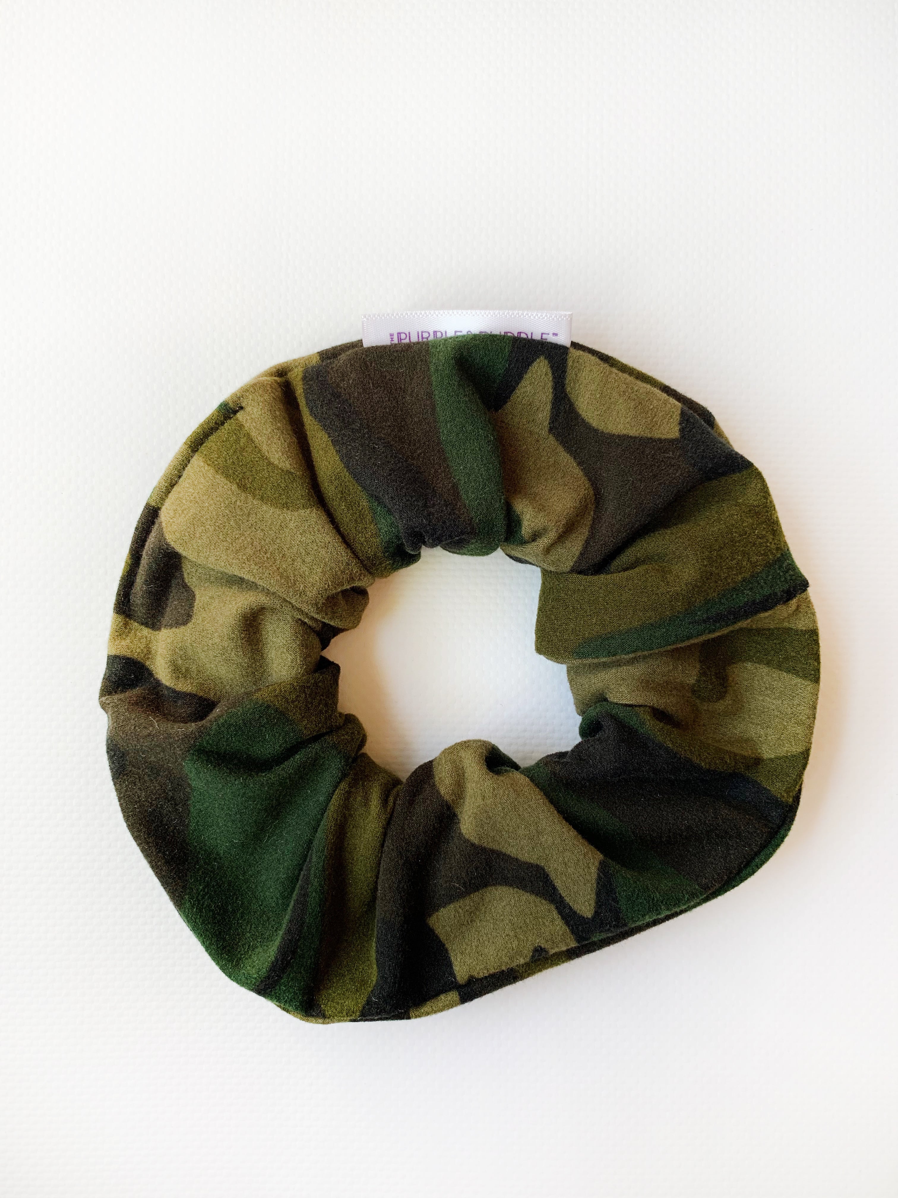 Green Camo Hair Scrunchie - Soft Elastic Hair Tie for Women & Girls - Perfect for Workouts, Yoga, and Everyday Style