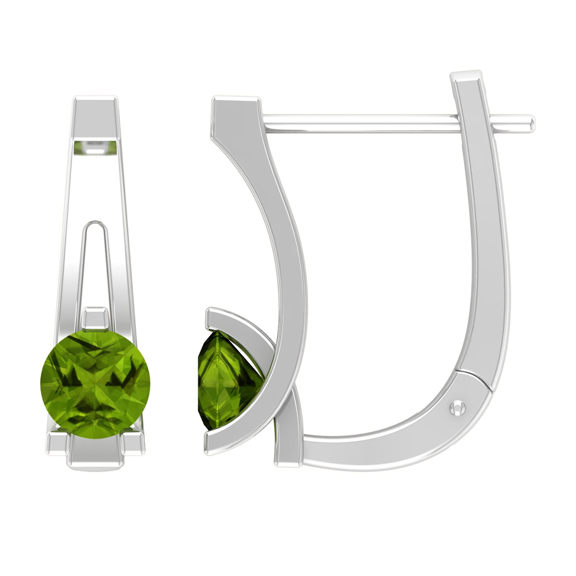 0.50 CT Peridot Solitaire Hoop Earrings for Women - 14K Solid Gold Lever Back Earrings, August Birthstone Jewelry - Perfect for Gifts, Weddings & Everyday Wear