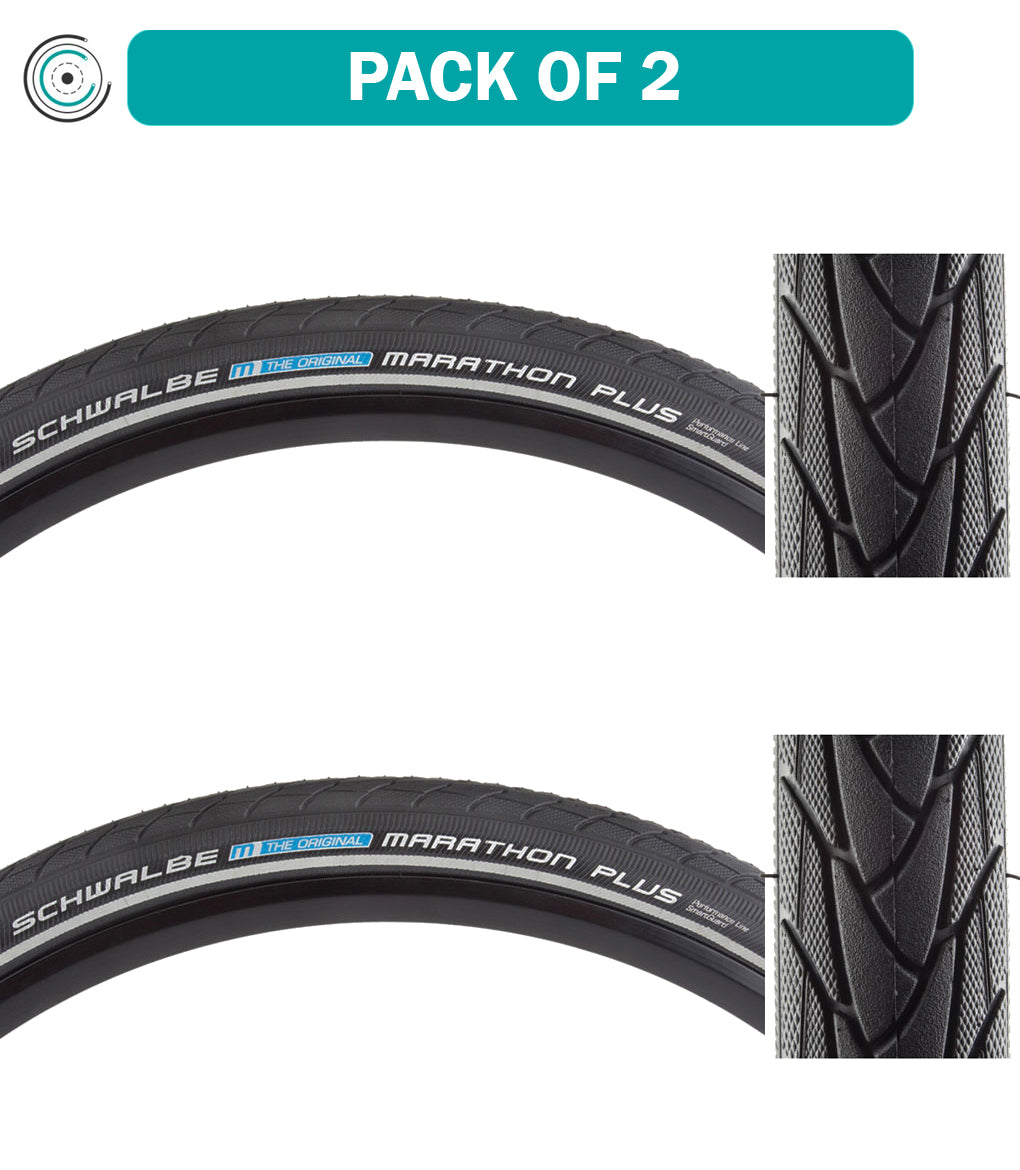2 Pack Schwalbe Marathon Plus Performance Twin SmartGuard 26x1.35 Wire Bike Tires - 100 TPI, Puncture Resistant for Road & City Cycling - Perfect for Commuting, Touring & Urban Riding