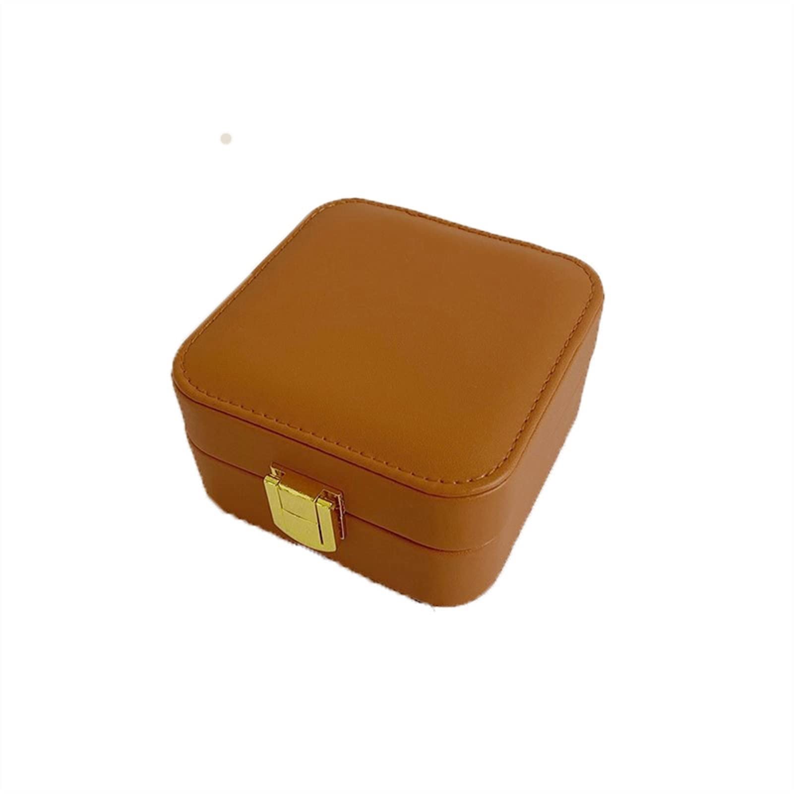 XJJZS PU Leather Jewelry Box Organizer - Portable Travel Jewelry Case for Earrings, Necklaces, Rings | Compact Storage Solution for Home, Office & Travel (Color A, One Size)