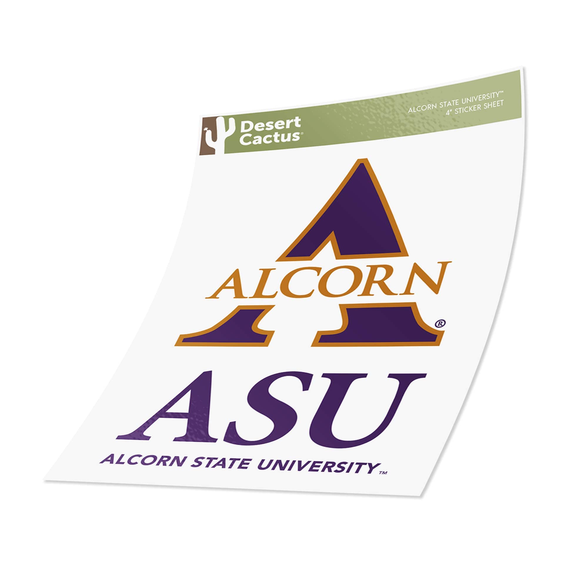 Desert Cactus Alcorn State University Braves Vinyl Decal Stickers - 4 Inch Set for Laptop, Water Bottle, Car & Scrapbook - Perfect for College Pride, School Spirit & Fan Gifts