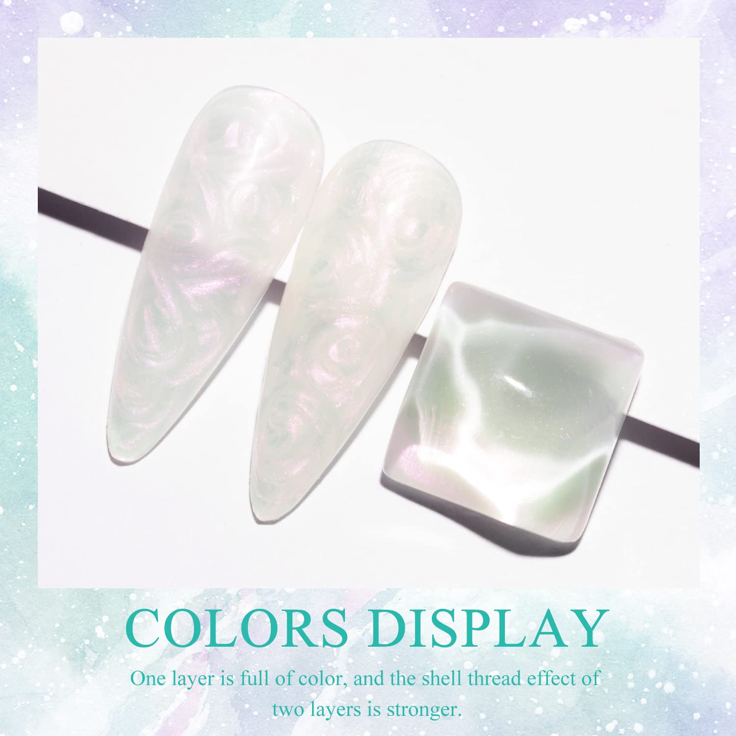 MIZHSE Aurora Effect White & Pink Shimmer Nail Gel Polish - 10 Colors Pearl & Shell Gel Nail Polish Set for UV/LED Soak Off - Perfect for Manicures, Pedicures & Nail Art Designs