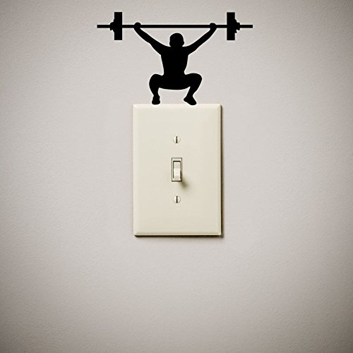 JS Artworks Weightlifting Gym Funny Vinyl Decal Sticker - Cute Fitness Wall Art for Light Switches & Electrical Outlets - Perfect for Home Gym, Workout Room & Fitness Center Decor