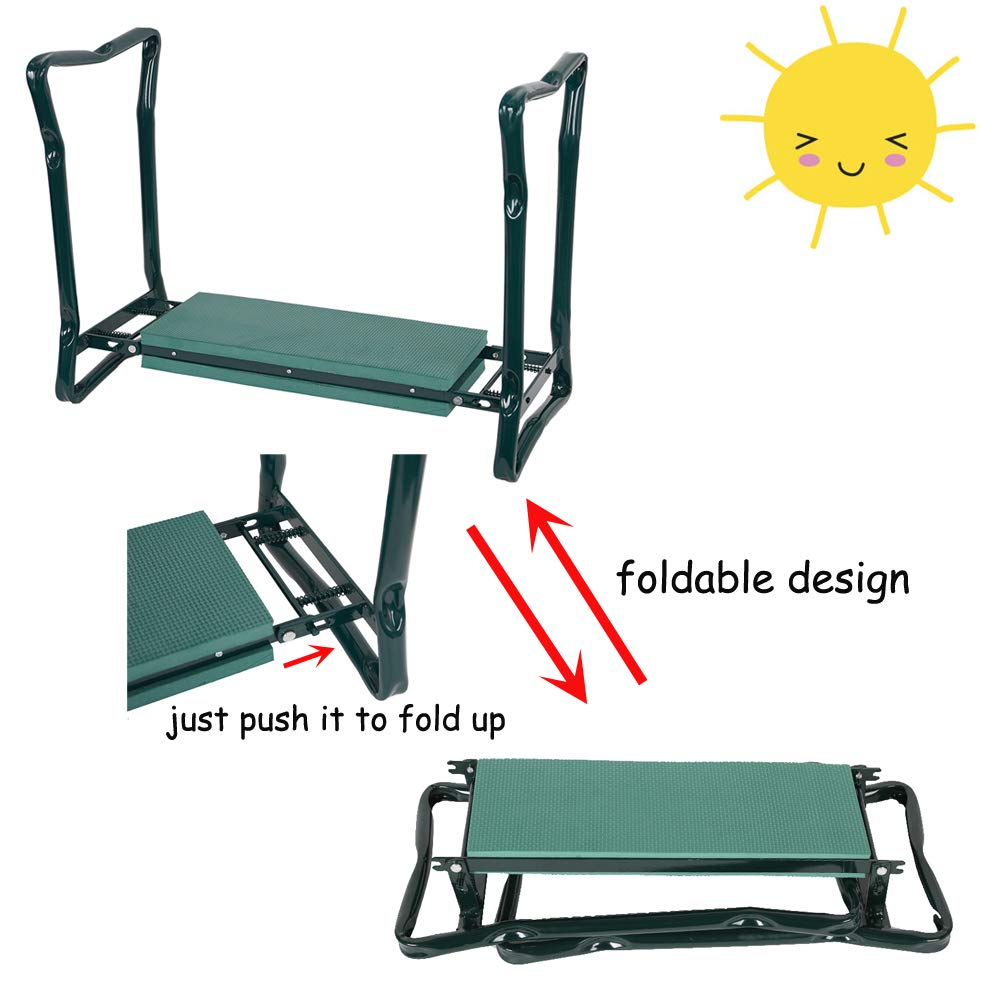 Foldable Garden Kneeler Seat with Soft Foam Pad & Tool Pouch - Portable Bench Stool for Gardening, Fishing, Outdoor Activities - Perfect for Elderly & Knee Support While Planting, Weeding or Camping