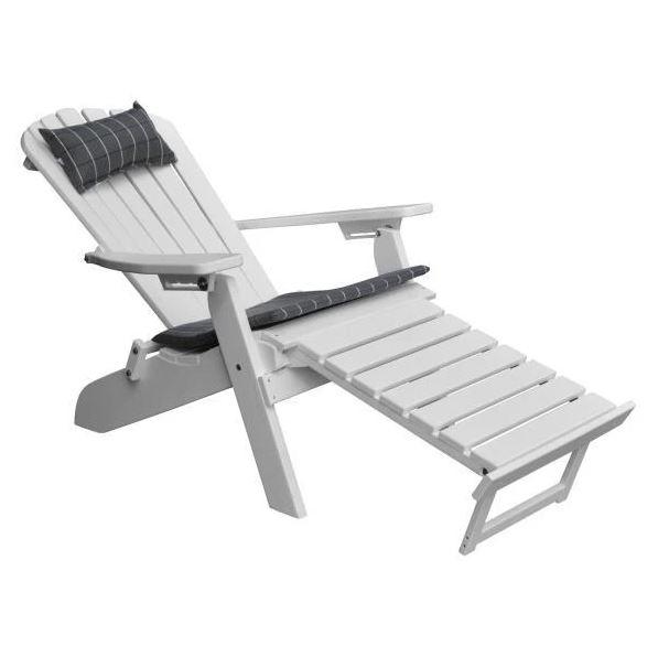 A&L Furniture Poly Folding Reclining Adirondack Chair with Pullout Ottoman - Outdoor Patio, Poolside, Garden, and Deck Relaxation Chair