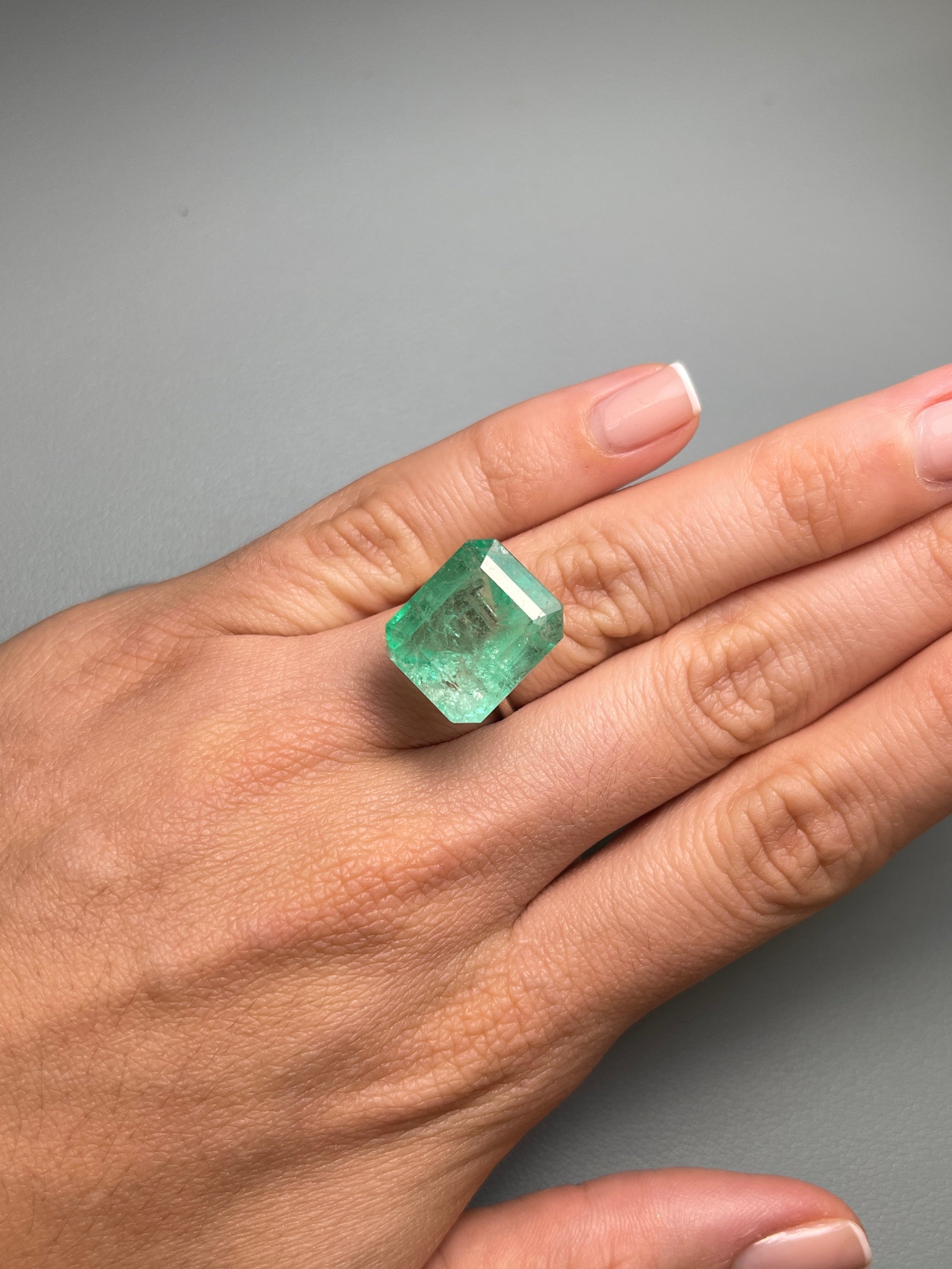 17.64 Carat Loose Colombian Emerald - 17x14.5mm Earthy Green Emerald Cut Gemstone for Jewelry Making & Engagement Rings