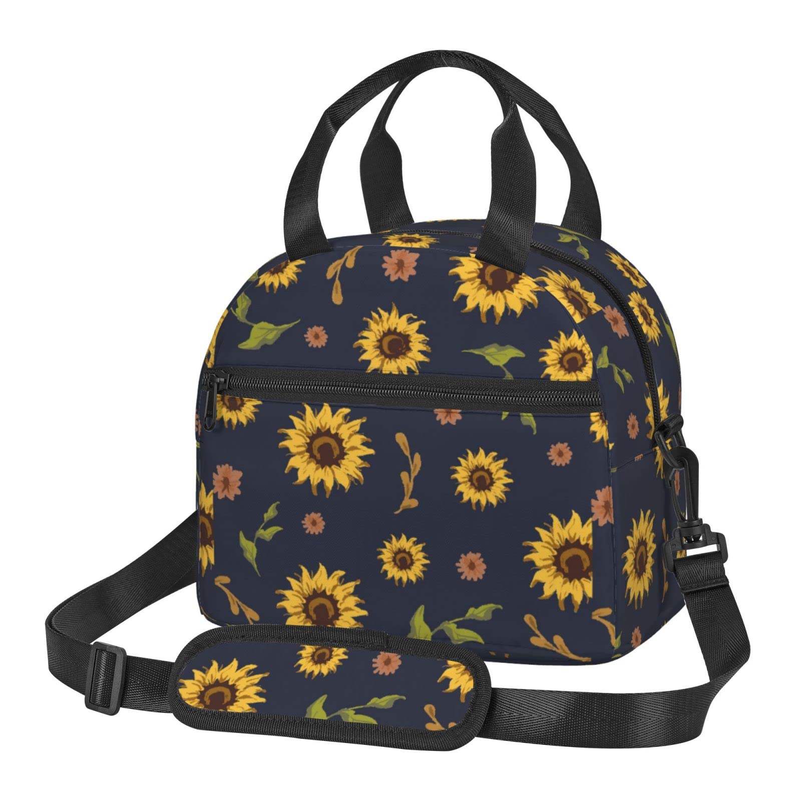 Insulated Waterproof Sunflower Lunch Bag for Women & Girls - Large Capacity Bento Box with Adjustable Shoulder Strap, Perfect for Work, Office, Travel & Picnics | Portable Cooler Lunch Tote for Daily Meals & Outdoor Activities