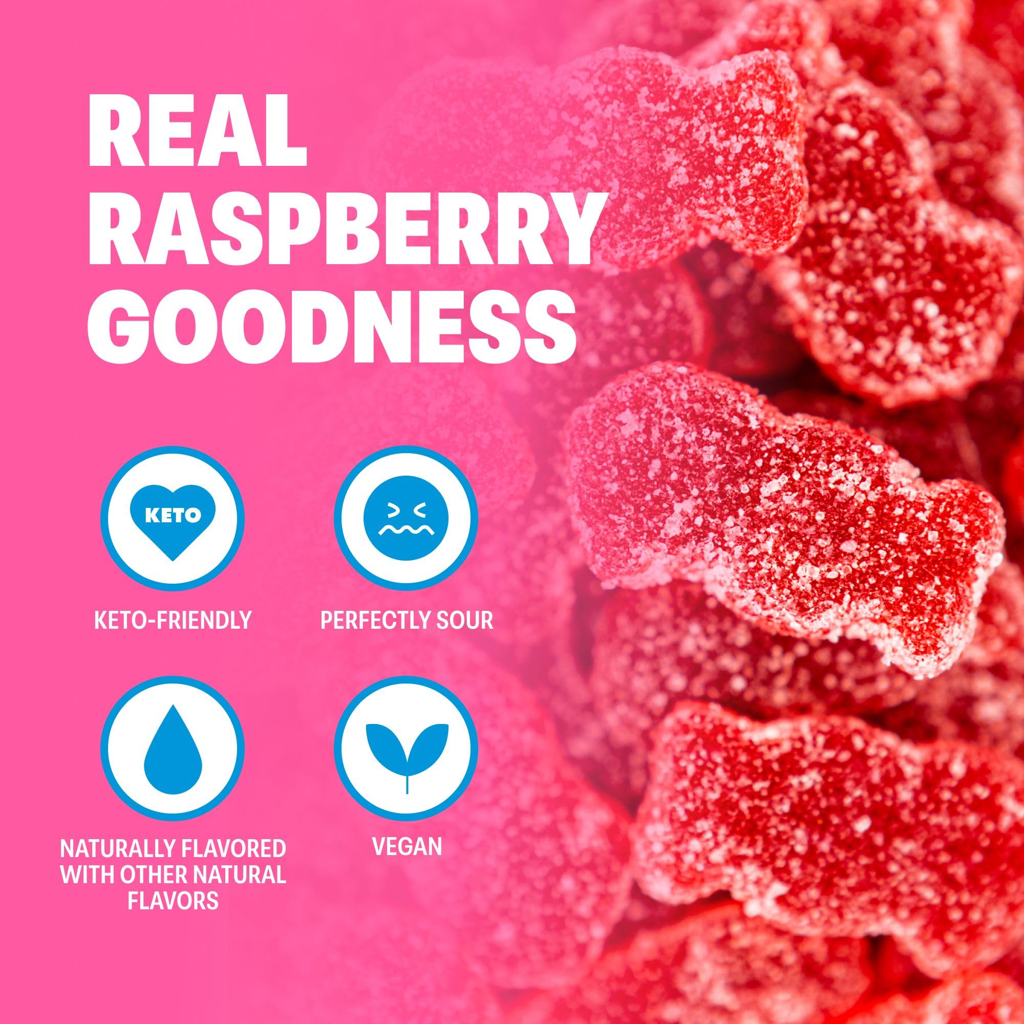 Shameless Snacks - Healthy Low Calorie Keto Gummies | Gluten Free Candy for Weight Loss | 6 Pack Red Raspberry Sour Scouts | Perfect for Keto Diet, Office Snacks & Movie Nights
