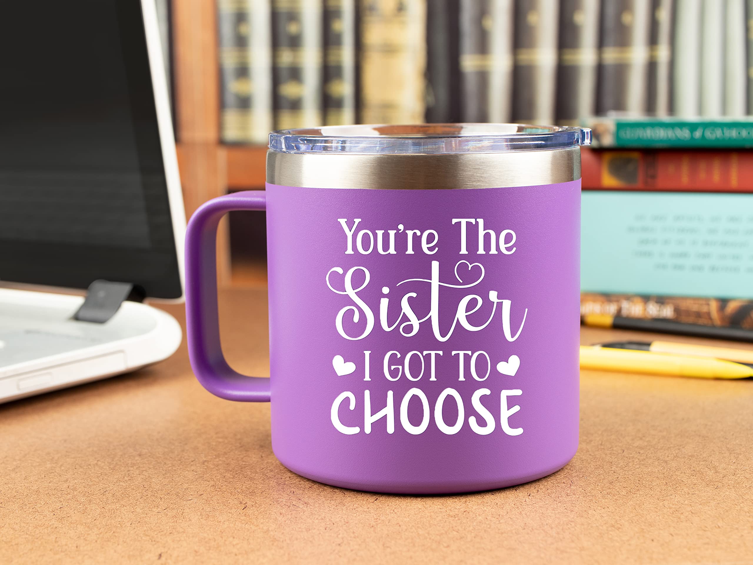 KLUBI Best Friend Gift – You’re the Sister I Got to Choose 14oz Purple Tumbler Mug, Unique Purple Gifts for Women, Sister & Friend Coffee Mug, Perfect for Valentine’s Day, Birthdays, or Everyday Use