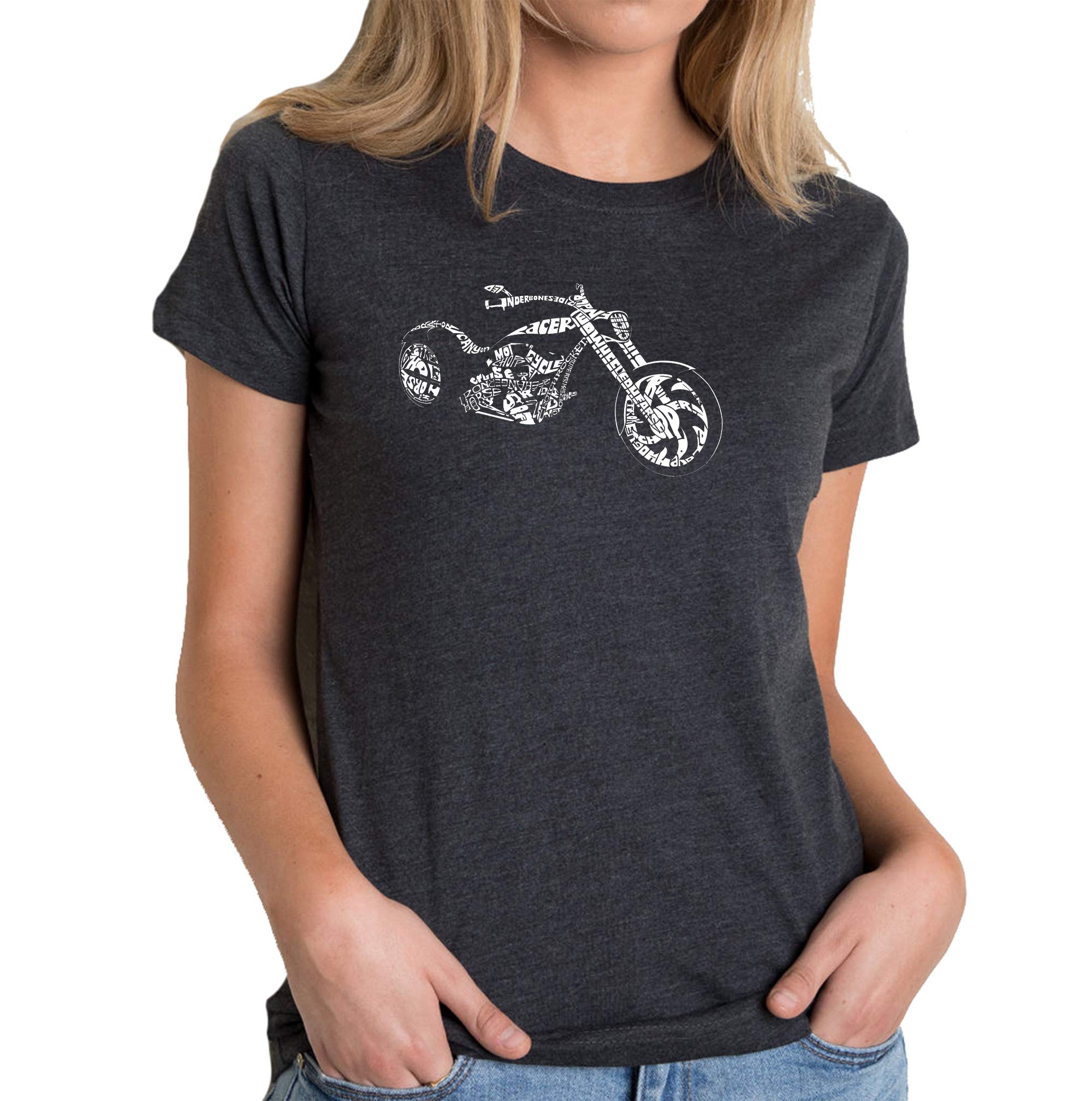 LA POP ART Women's Premium Blend Word Art Graphic T-Shirt - Soft Cotton Tee for Motorcycle Riders & Bikers - Perfect for Riding, Concerts, and Casual Wear