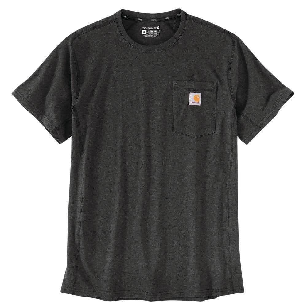 Carhartt Force® Relaxed Fit Midweight Short Sleeve Pocket T-Shirt - Carbon Heather - Durable Workwear for Construction, Outdoor & Casual Wear