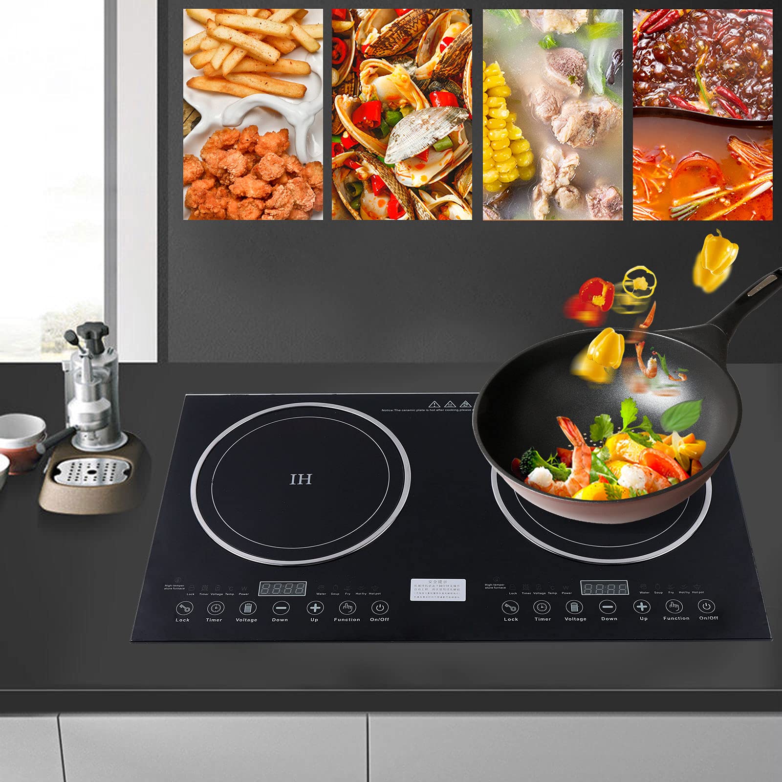2600W Electric Dual Cooktop Countertop Burner with 8 Power Levels - 1200W Induction & 1400W Ceramic Stove for Fast Cooking | Recessible Design for Kitchen Countertops | Perfect for Small Kitchens, Dorms, RVs & Outdoor Cooking