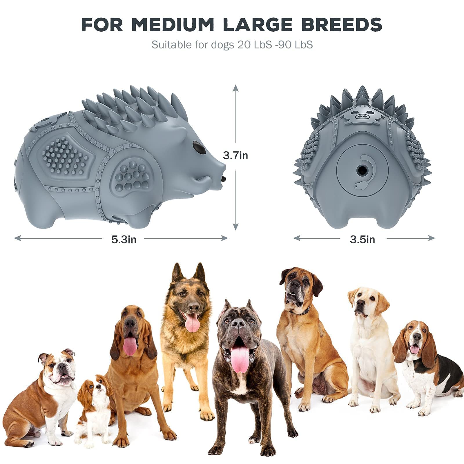 2 Pack Indestructible Dog Chew Toys for Aggressive Chewers - Natural Rubber Milk Flavor Squeaky Teeth Grinding Toys for Large & Medium Breed Dogs to Relieve Anxiety | Great for Teething Puppies & Stress Relief During Travel or Alone Time