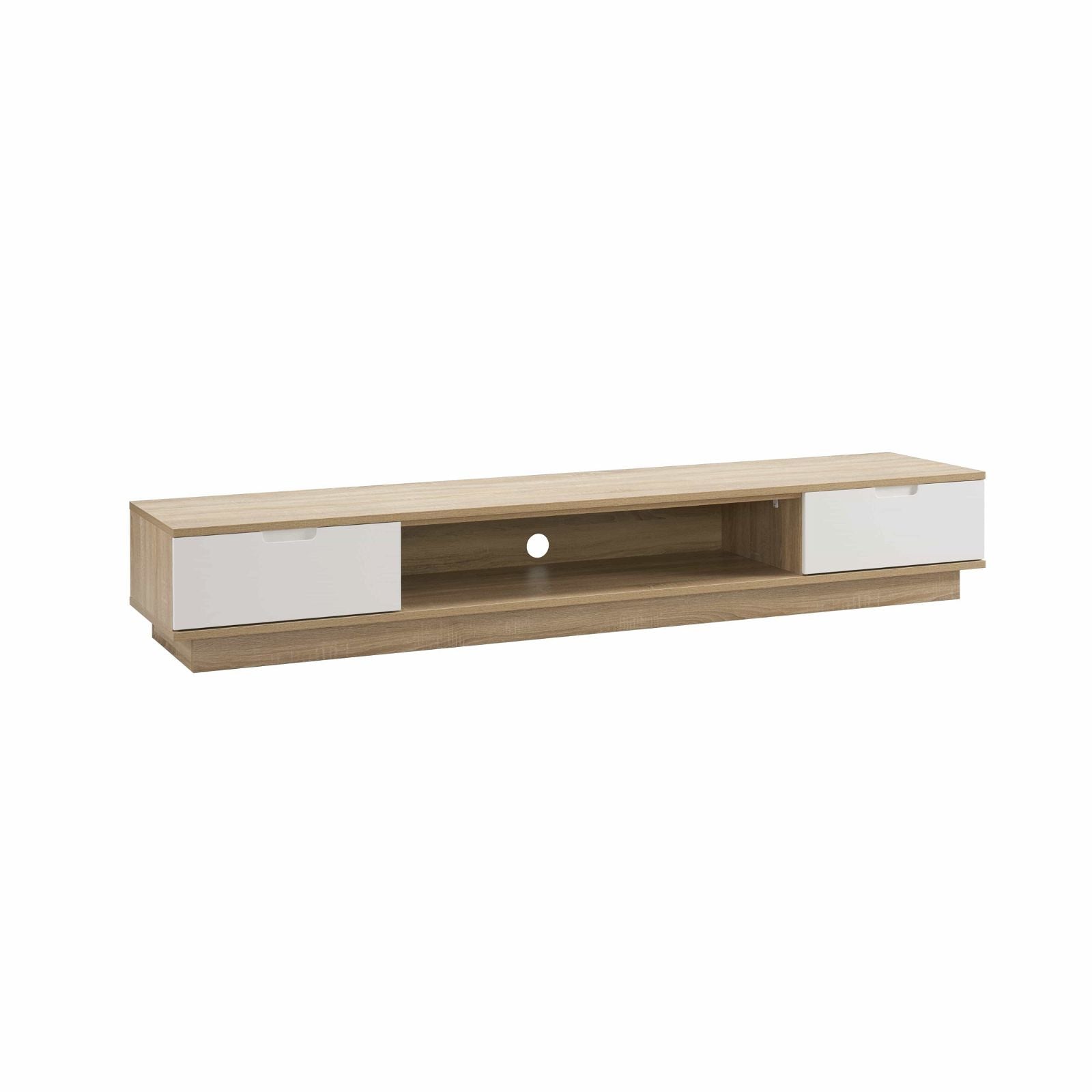 DELUX 200cm Low Line Oak TV Stand Entertainment Center by Tauris™ - Perfect for Living Room, Bedroom & Home Theater Setup