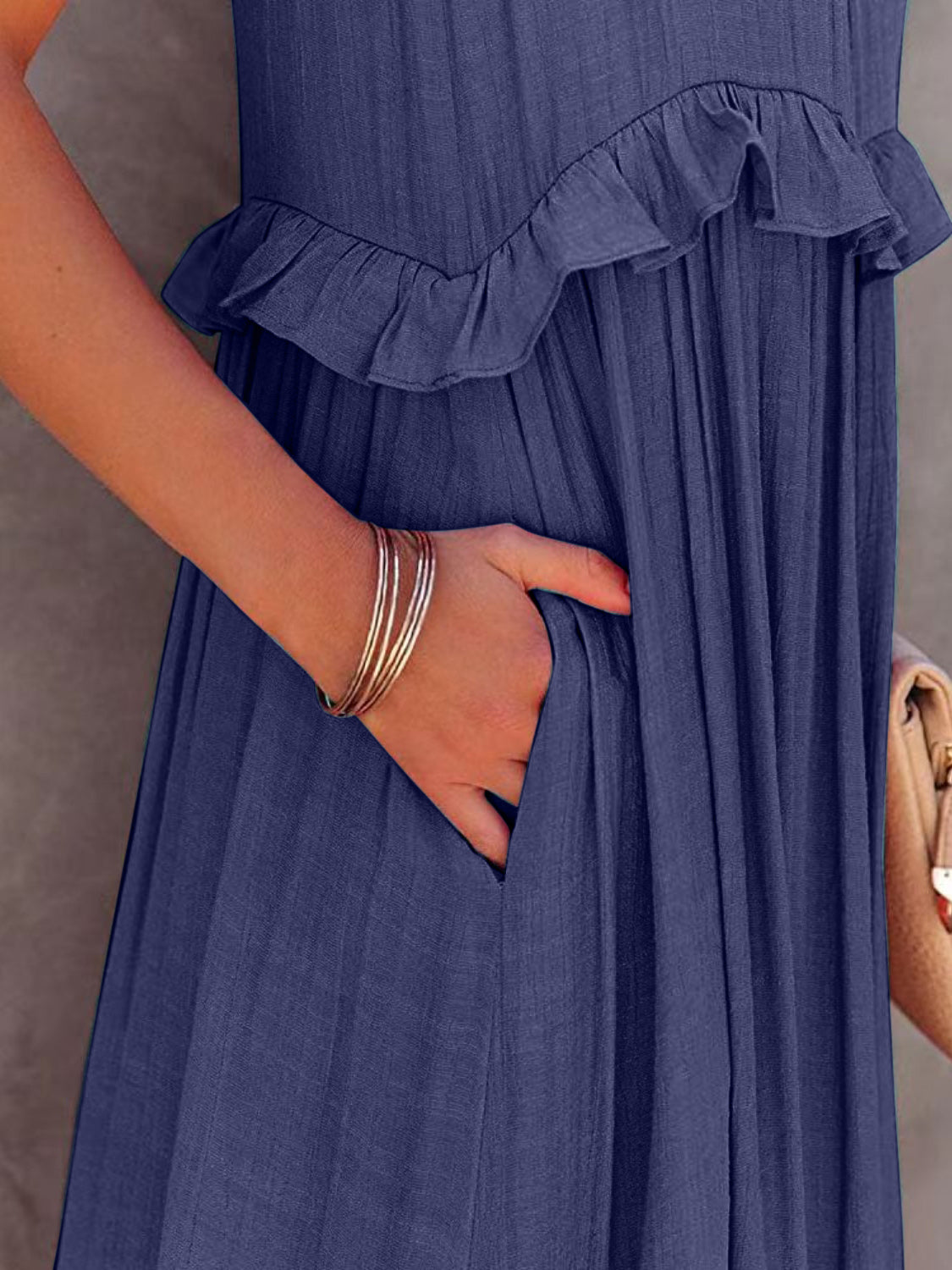 Elegant Ruffled Resort Maxi Dress with Pockets - Perfect for Beach Vacations, Summer Weddings & Tropical Getaways