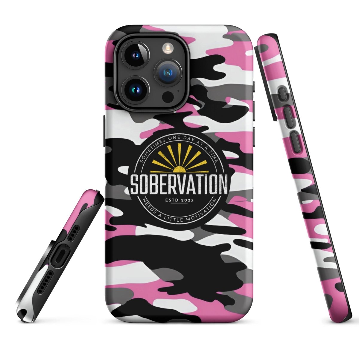 Sobervation Pink Camo Samsung Phone Case - Protective Cover for Samsung Galaxy [Model] | Durable Shockproof Design for Sober Lifestyle & Recovery Support | Perfect for Daily Use, Meetings, and Outdoor Activities