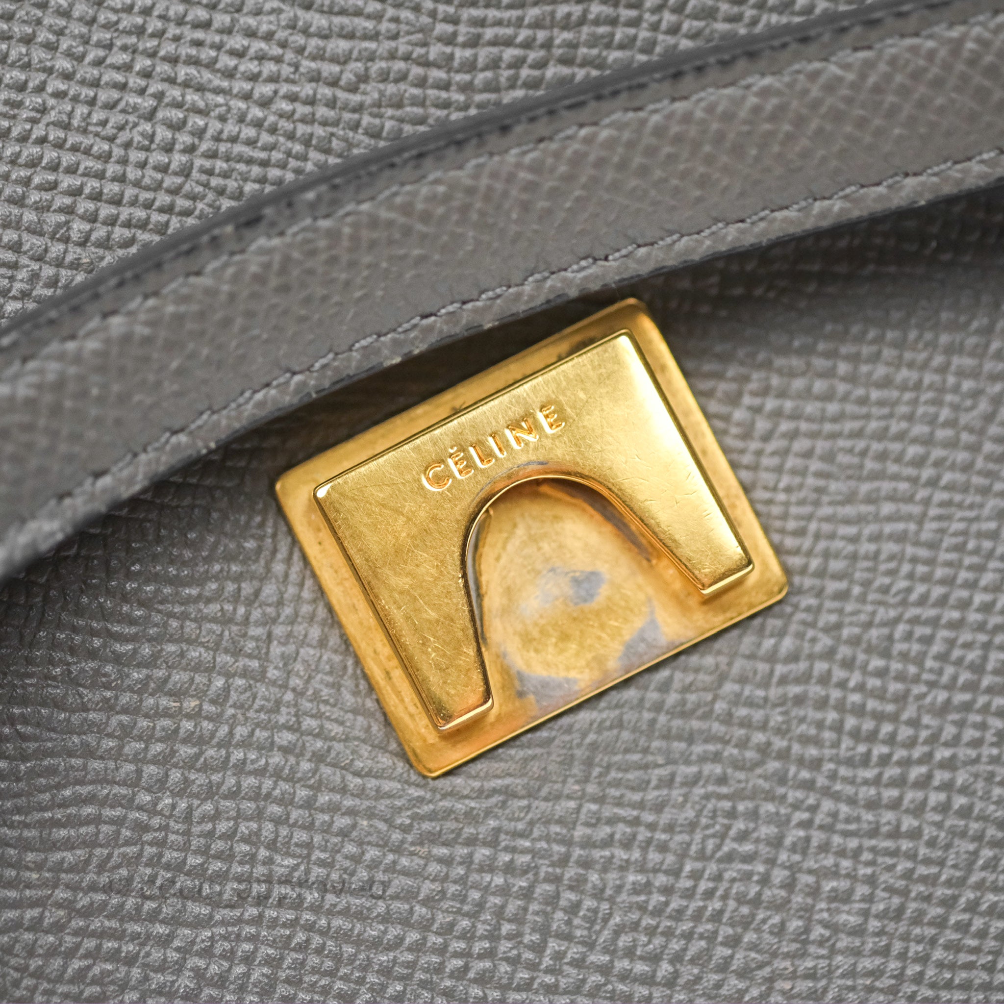 Celine Micro Belt Bag in Grey Grained Calfskin with Gold Hardware - Luxury Crossbody Bag for Women, Perfect for Work, Travel & Everyday Use