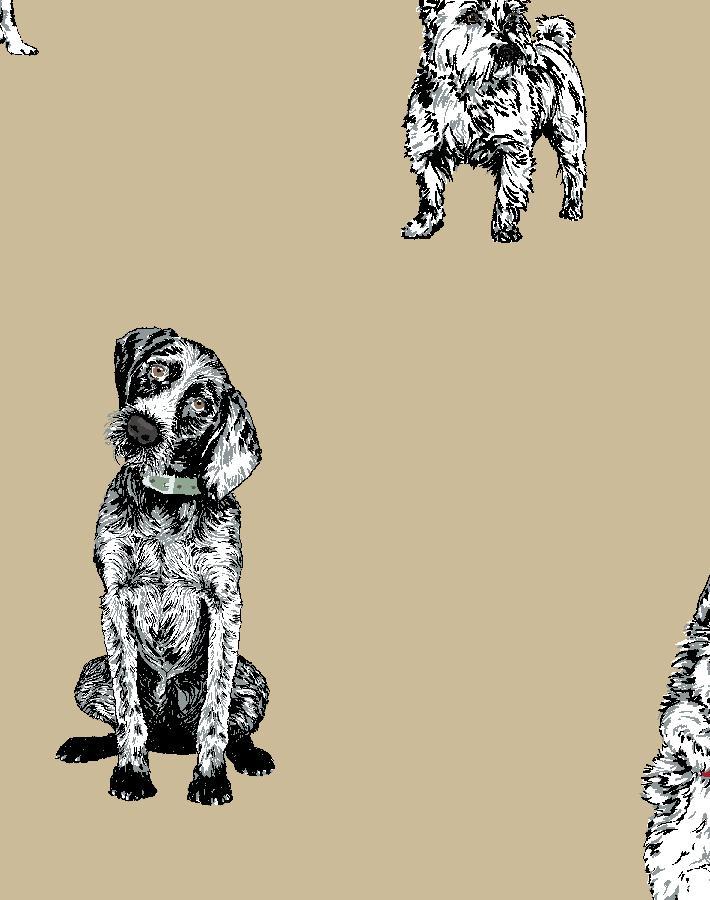 Nathan Turner Mutts Burlap Wallpaper - Farmhouse & Rustic Home Decor for Living Room, Bedroom, or Office