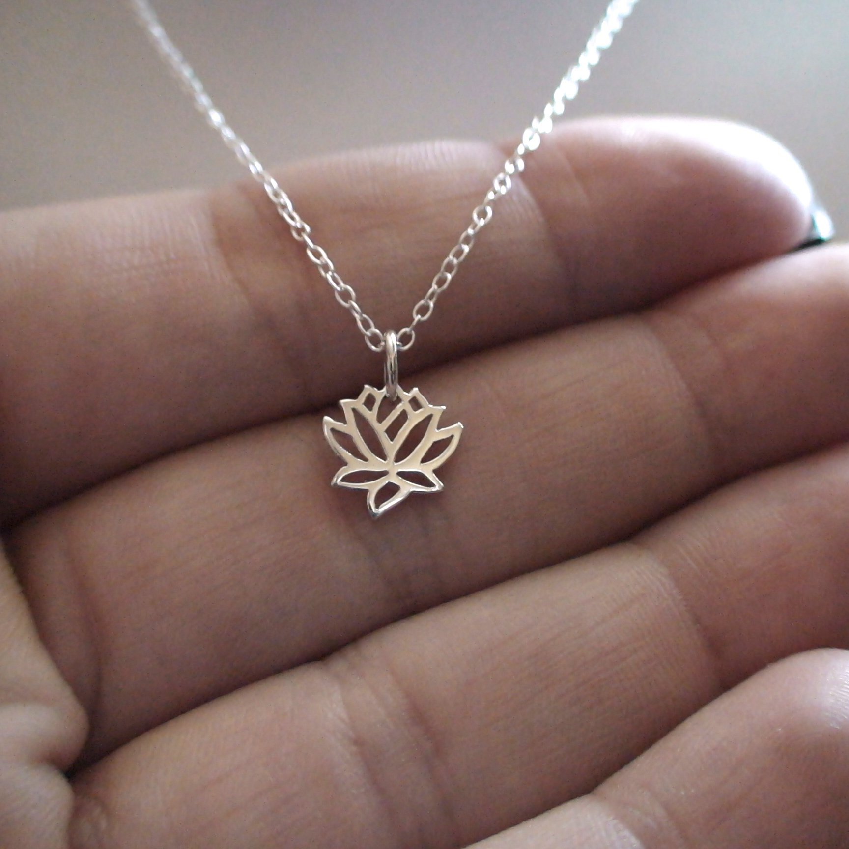 Sterling Silver Lotus Flower Necklace with Mandala Pendant - Om & Coexist Charm on 18