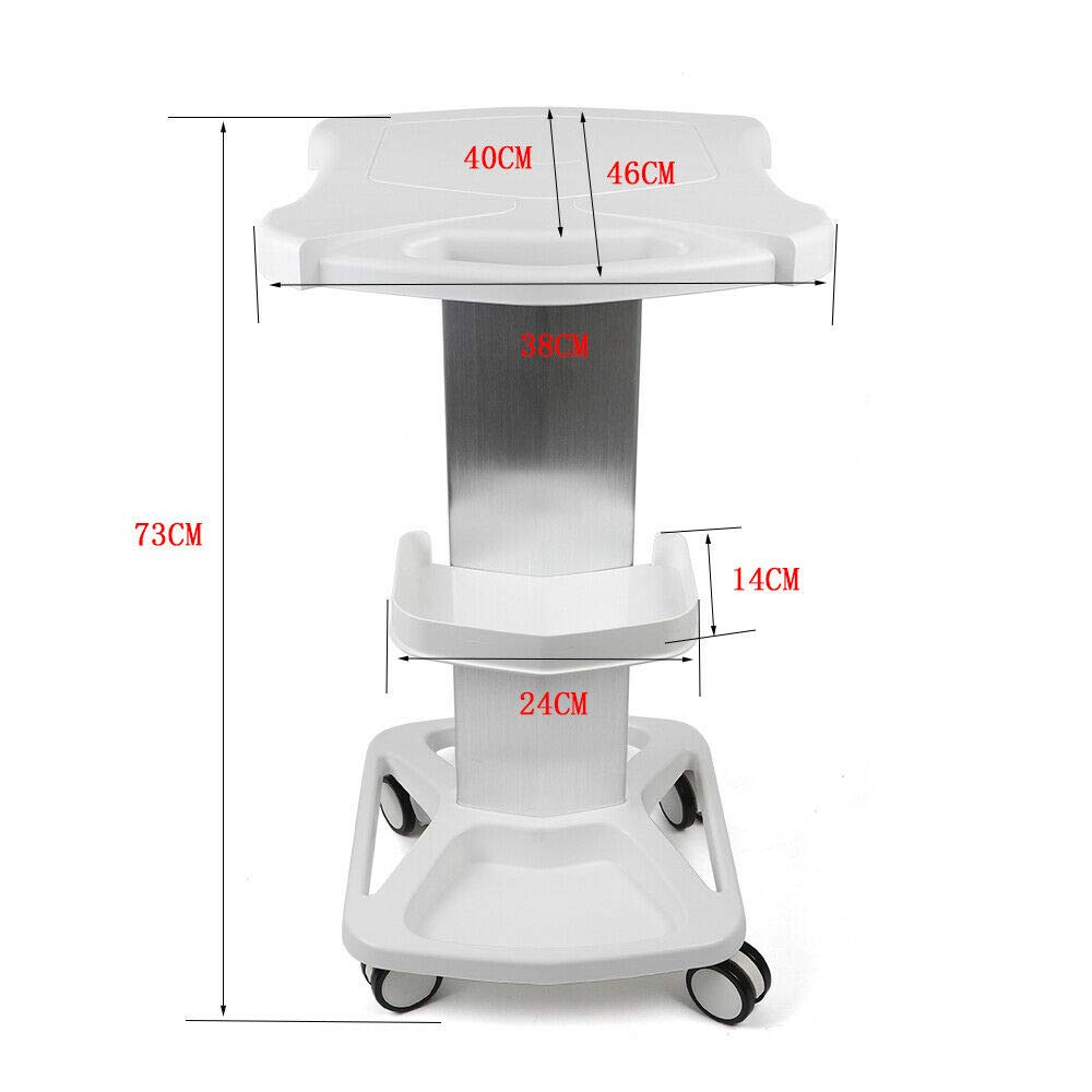 **Professional Aluminum Alloy Salon Trolley Cart for Ultrasonic Cavitation & RF Machines - Mobile Beauty Spa Storage Stand with Rolling Wheels & Hair Instrument Tray - Perfect for Salon, Spa, Tattoo & Home Use (White)**