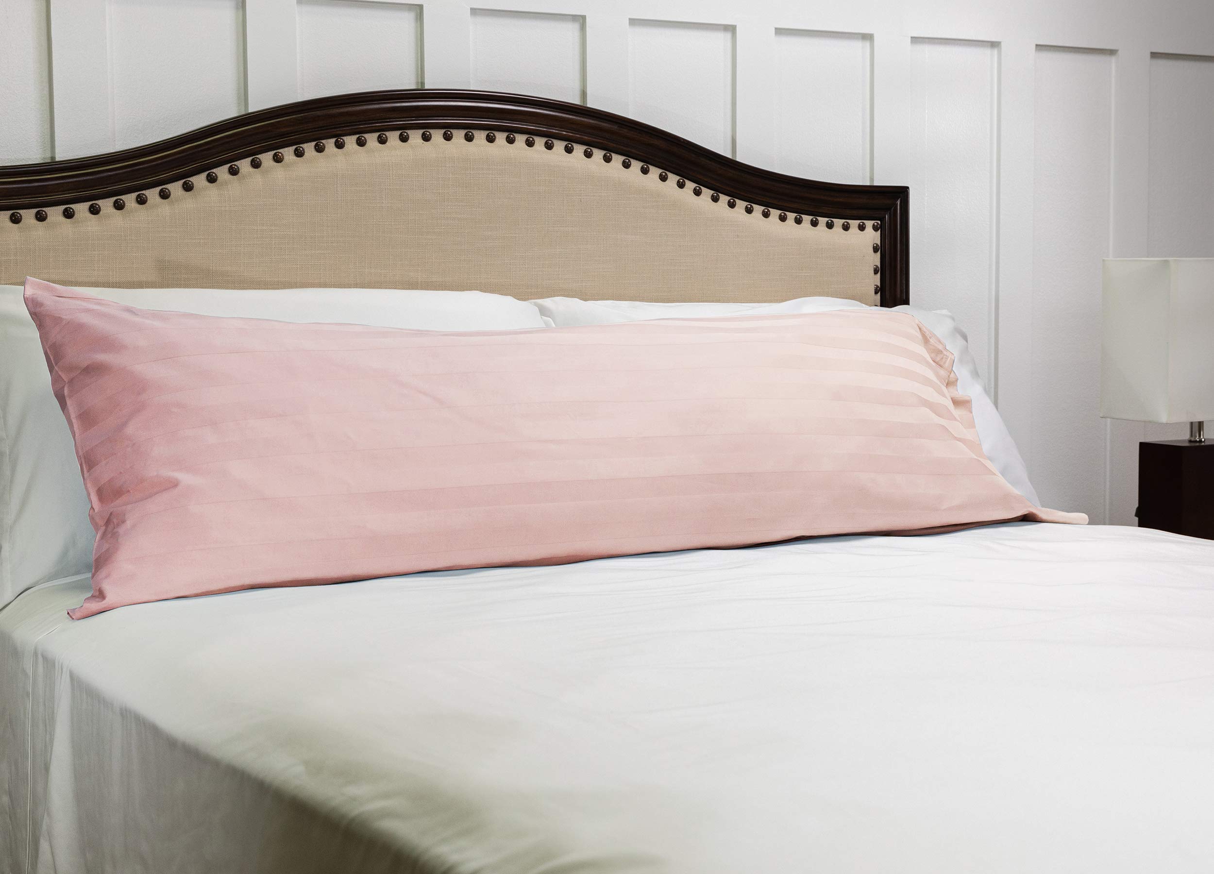MyPillow Body Pillowcase - Soft Blush Striped Pillow Cover for Sleeping, Travel & Home Decor - Fits Standard Body Pillows (60x20 Inches)