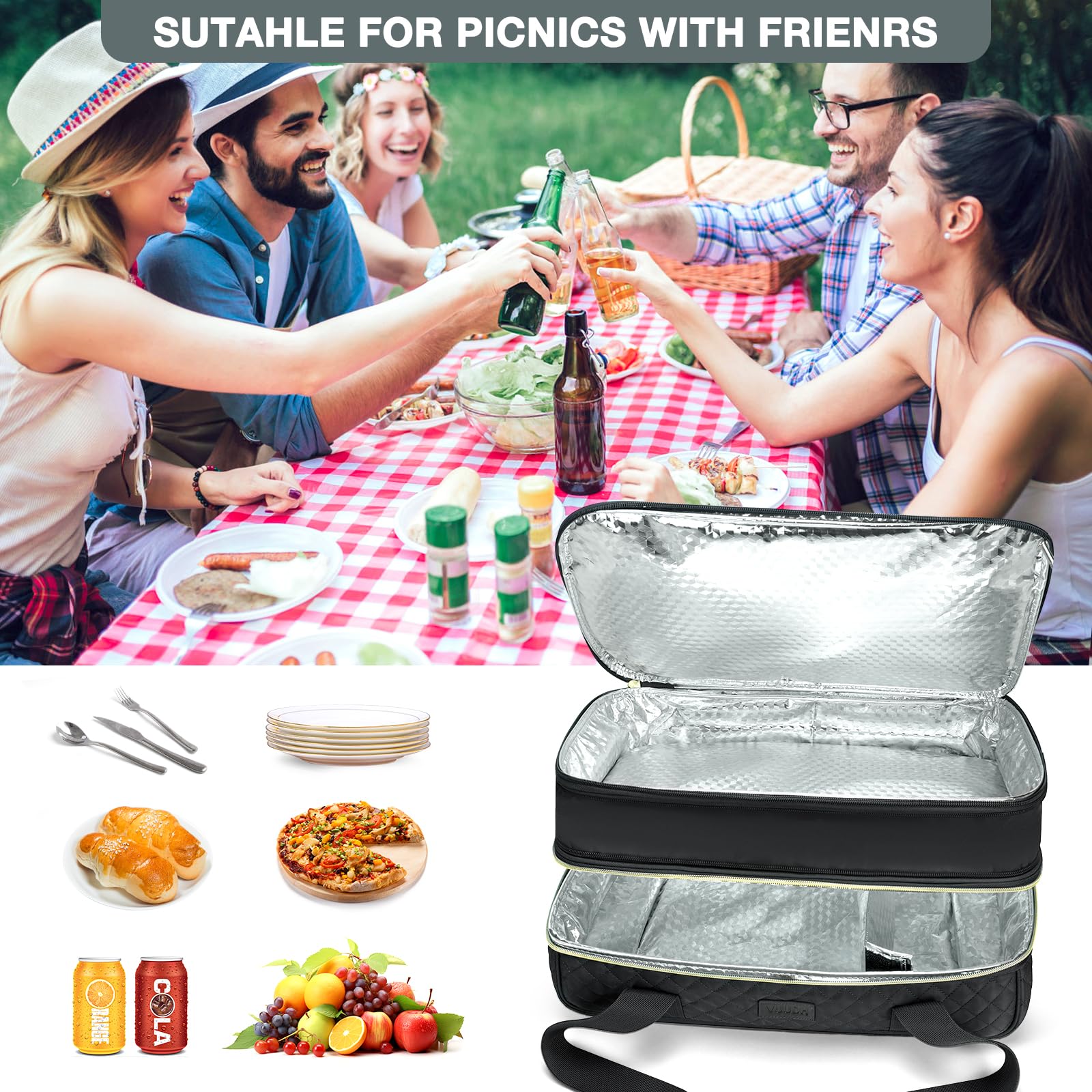 Insulated Casserole Carrier for Hot & Cold Food - Picnic & Party Tote