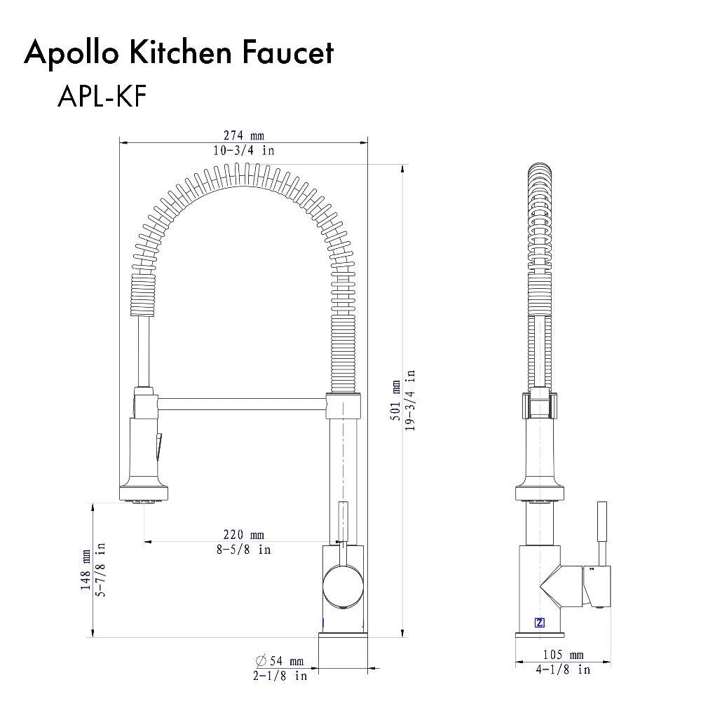 ZLINE Apollo Pull Down Spring Single Handle Chrome Kitchen Faucet - Modern High Arc Design for Easy Dishwashing & Food Prep (APL KF CH) | Perfect for Residential & Commercial Kitchens