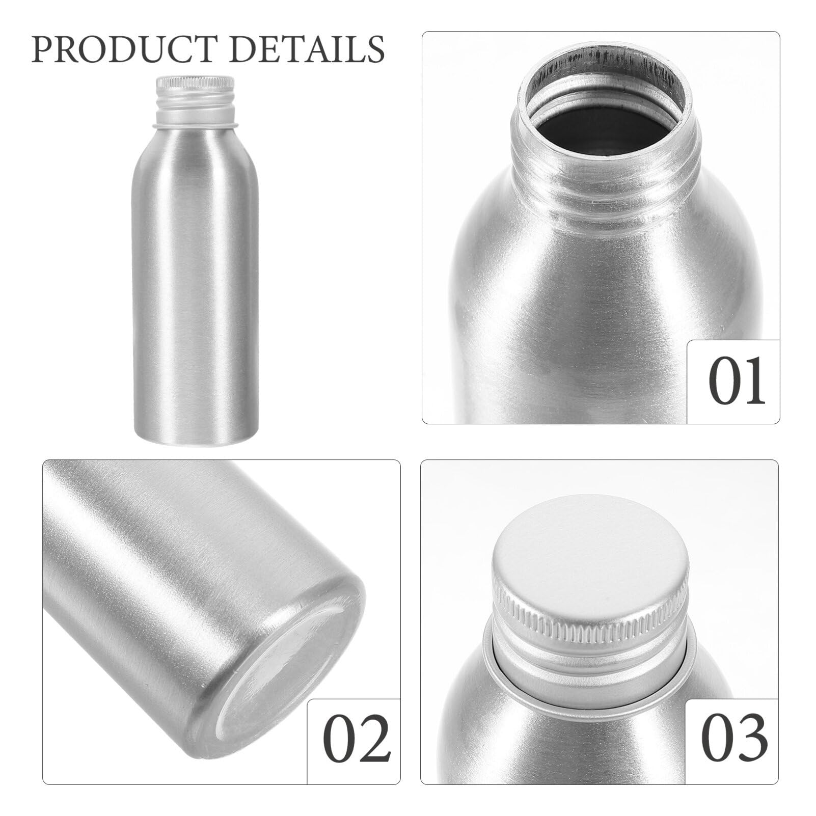 Yardwe 3-Pack Refillable Aluminum Bottles with Screw Caps - Essential Oil Containers, Perfume Bottles & Lotion Dispensers for Travel, DIY Cosmetics & Sample Storage | Leakproof & Reusable