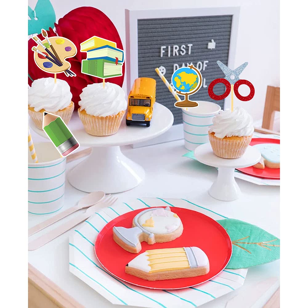 36 Pcs Welcome Back to School Cupcake Toppers - First Day of School Party Supplies, Classroom Decorations for School Activities & Celebrations - Perfect for Teacher Appreciation, Classroom Parties & Student Rewards