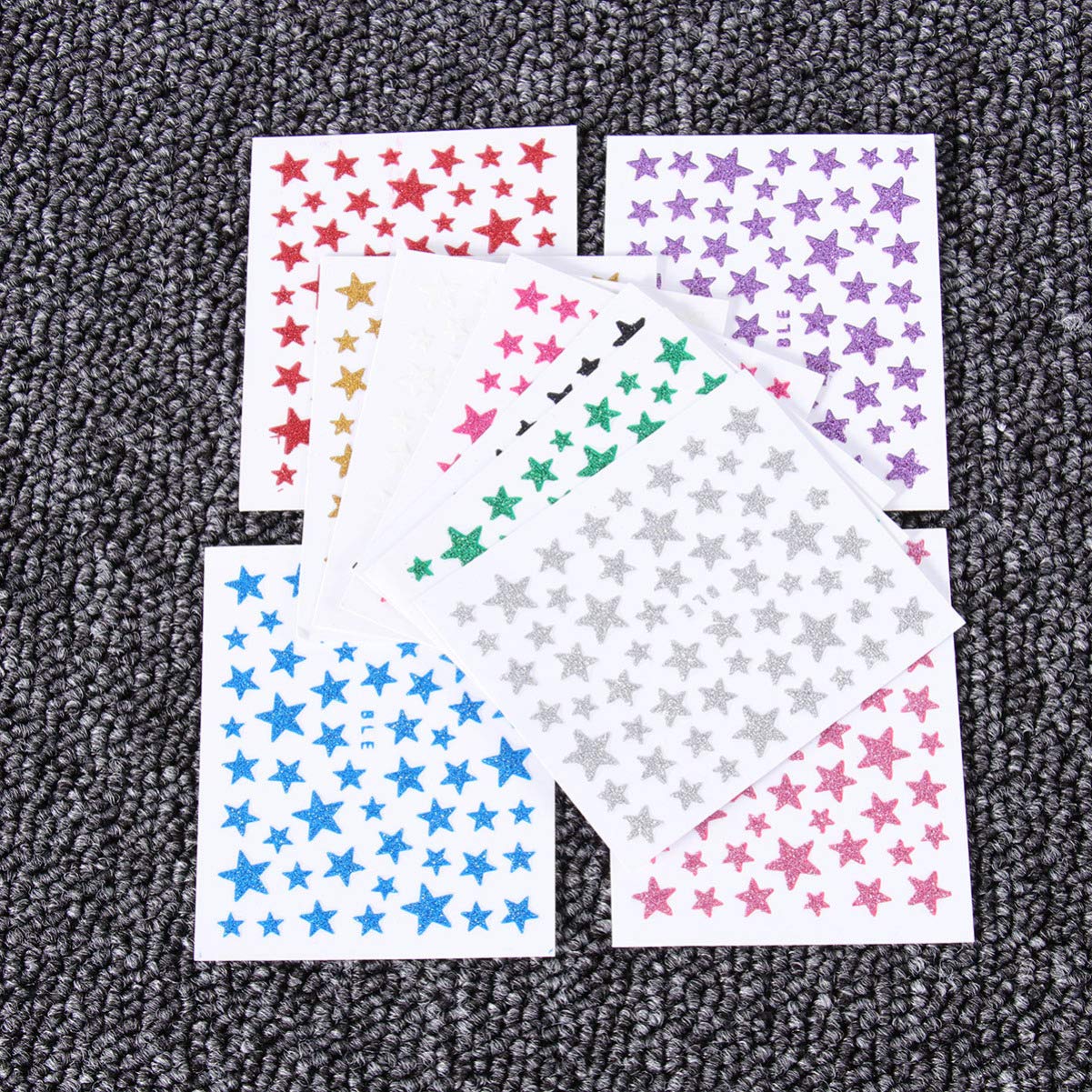 Lurrose 10 Sheet Glitter Star Nail Art Stickers - DIY Self-Adhesive Nail Decals for Women & Girls - Perfect for Parties, Salons & Home Manicures